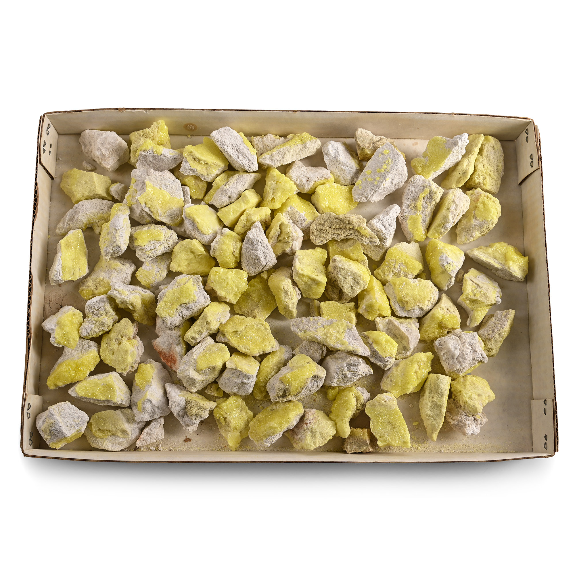 Group of Ninety [90] Medium Size Yellow Sulphur Mineral Specimens