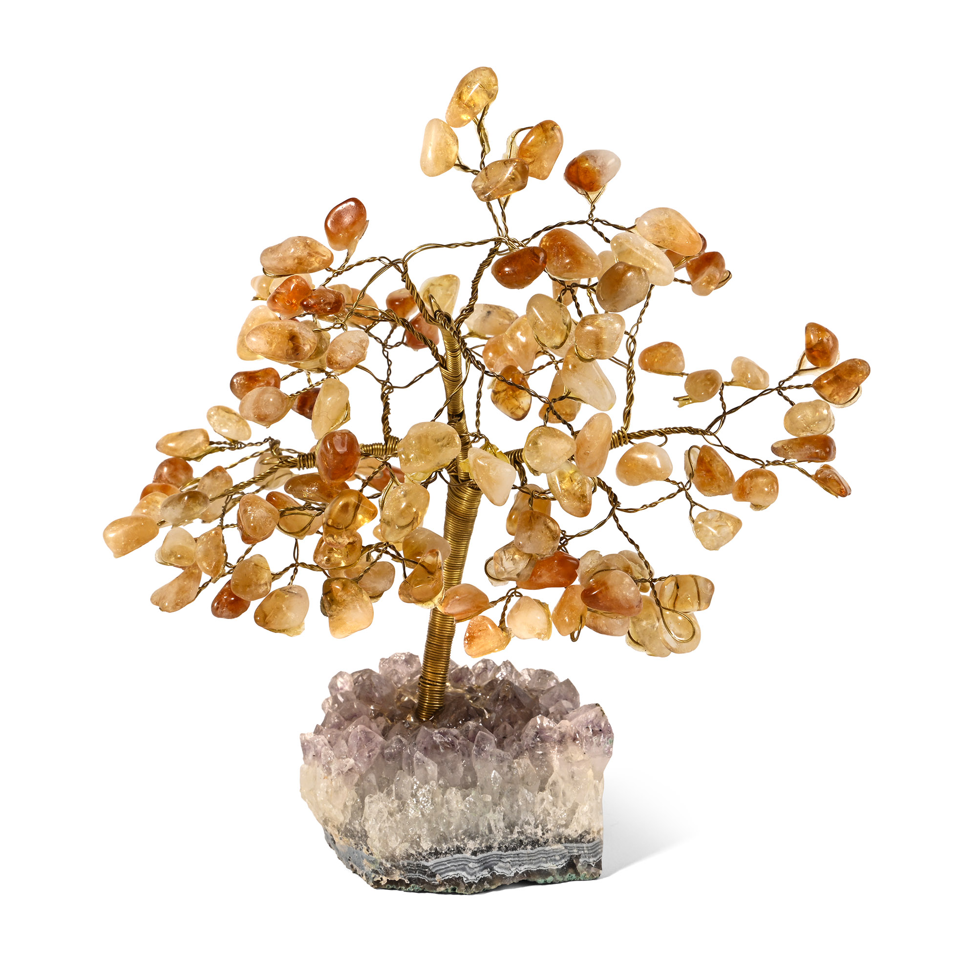 Citrine Gem Tree on Amethyst Crystal Geode Section