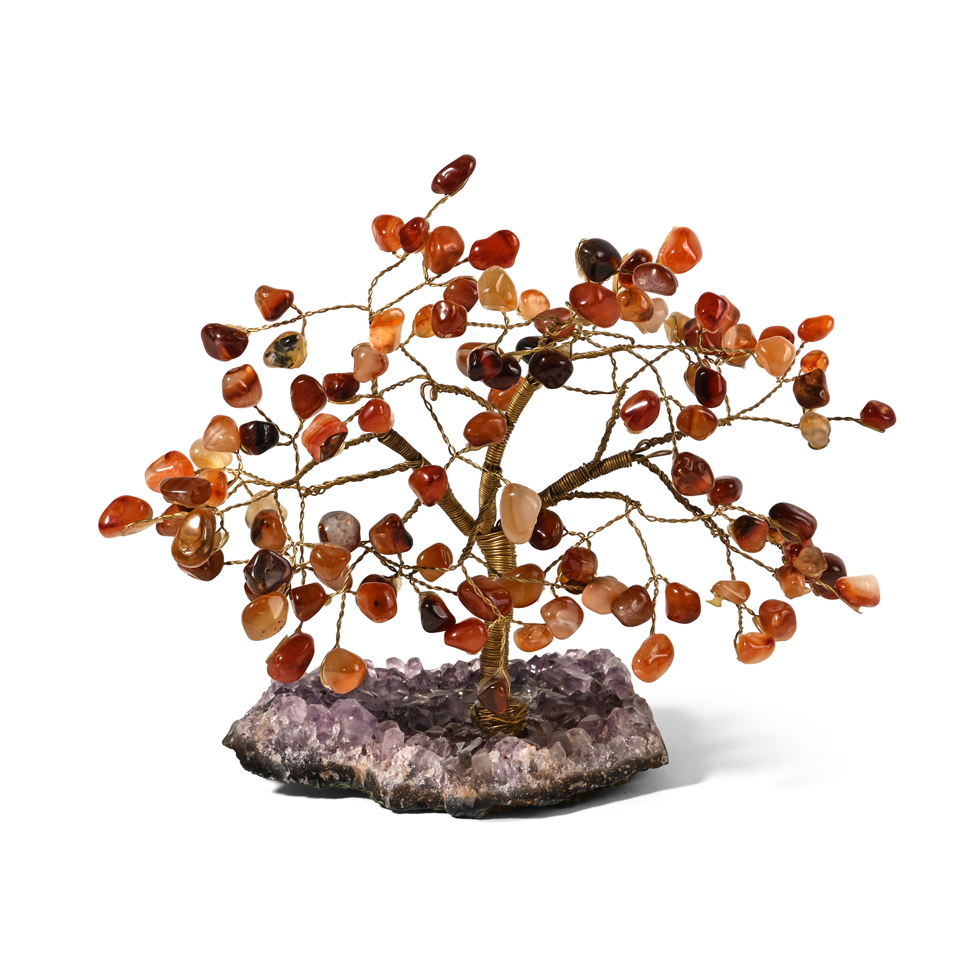 Carnelian Gem Tree on Amethyst Crystal Geode Section