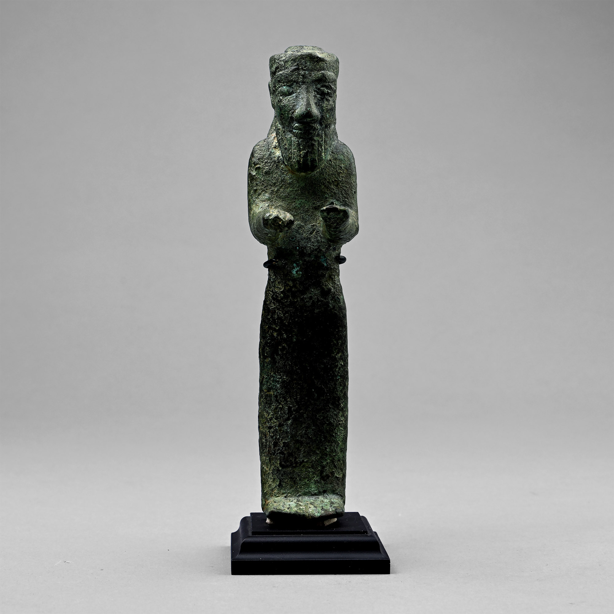 Old Babylonian Tall Copper Statuette of a Priest