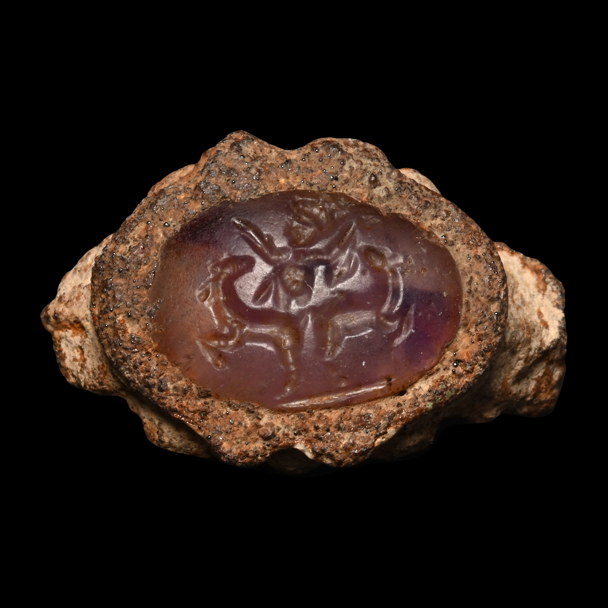 Roman Iron Ring Bezel with Master of Beasts Gemstone