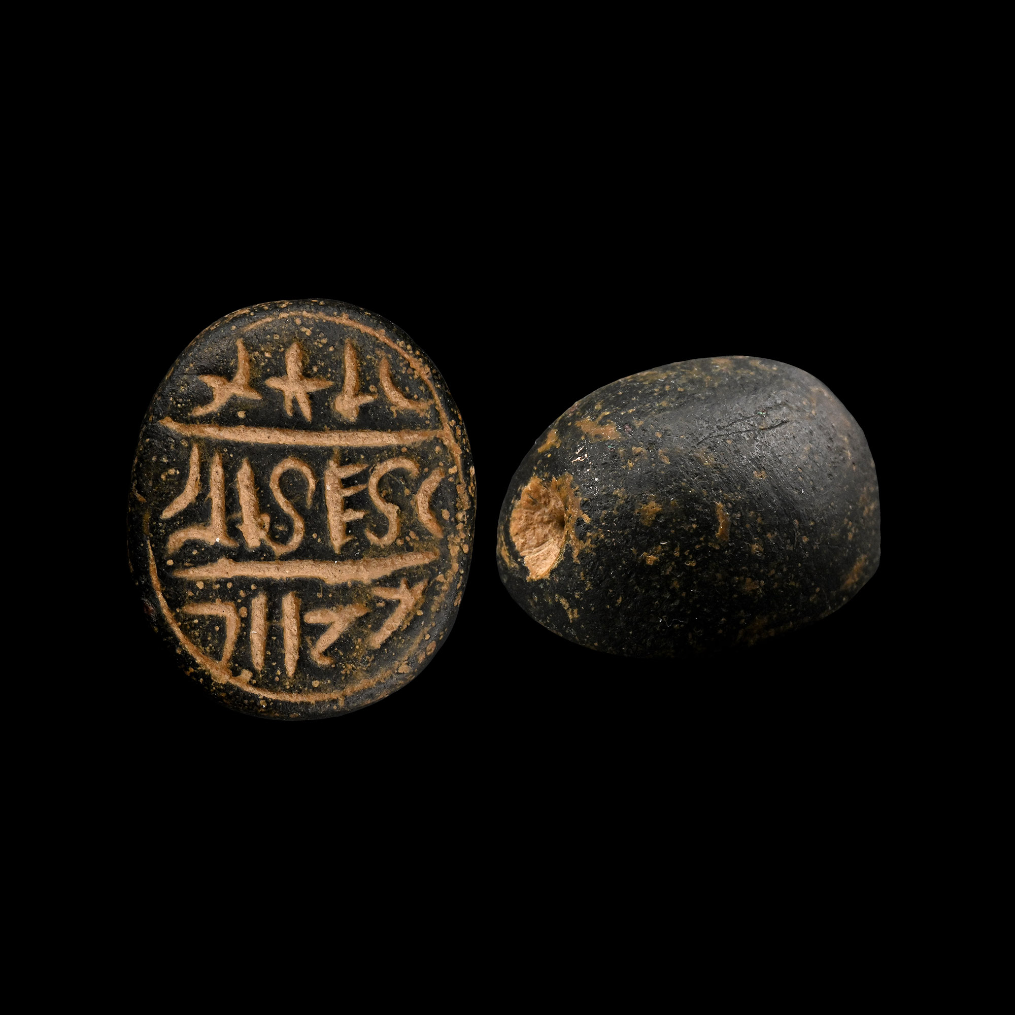 Western Asiatic Bronze Scaraboid Seal with Aramaic Inscription