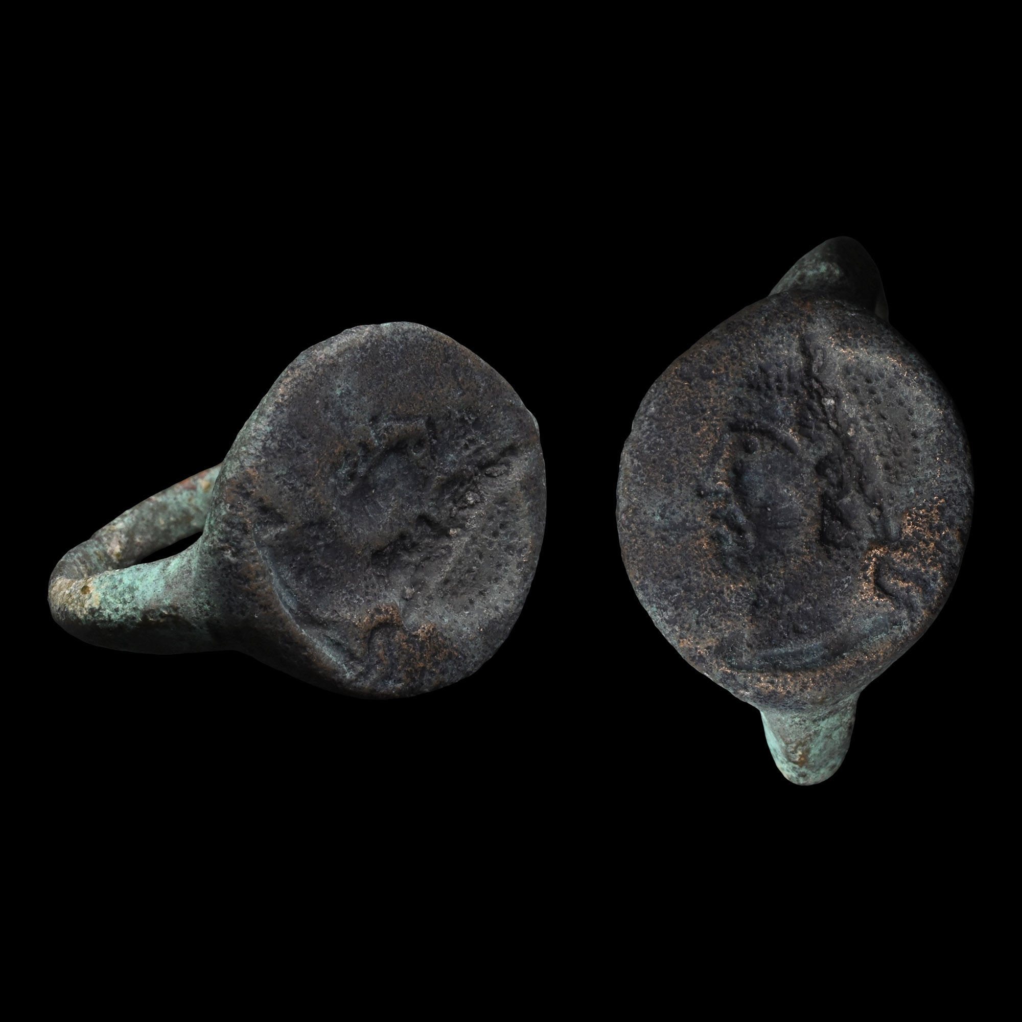 Greek Bronze Signet Ring with Portrait