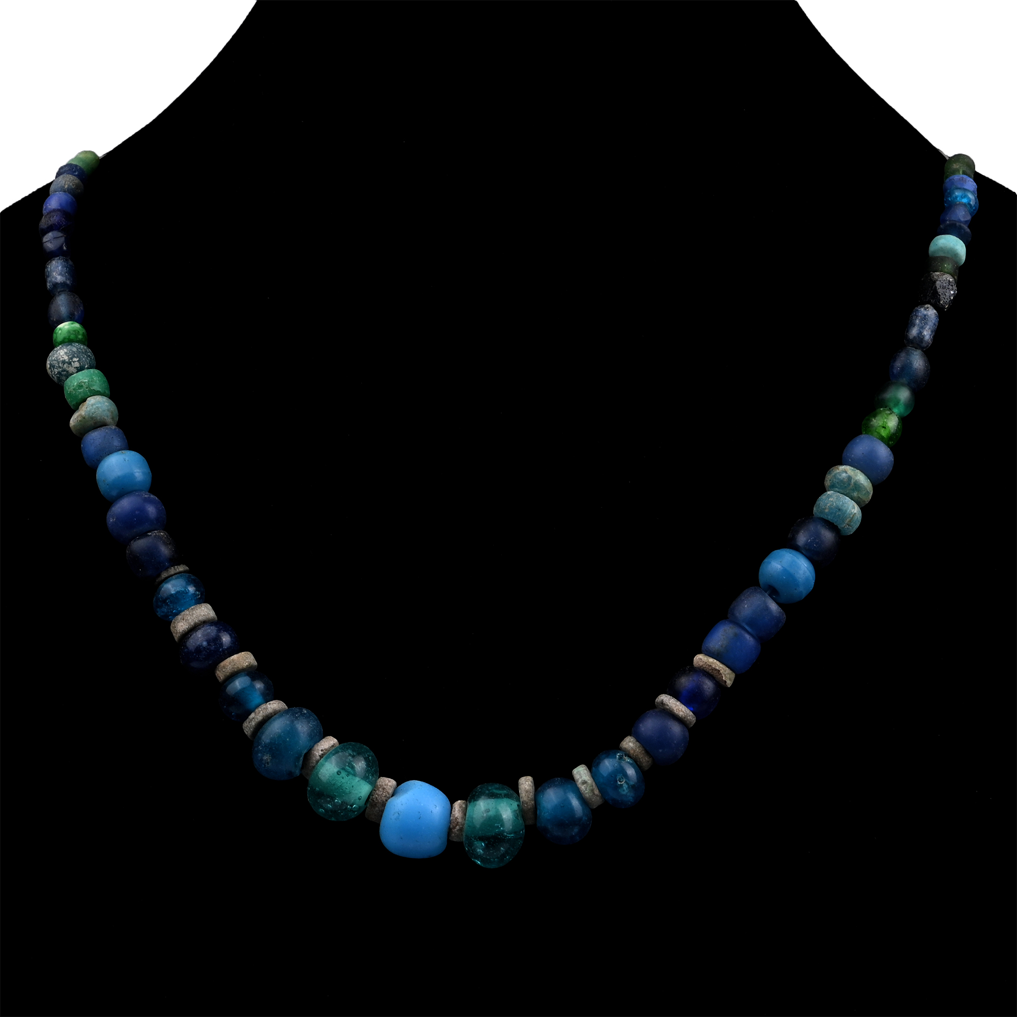 Roman Blue and Green Glass Bead Necklace String