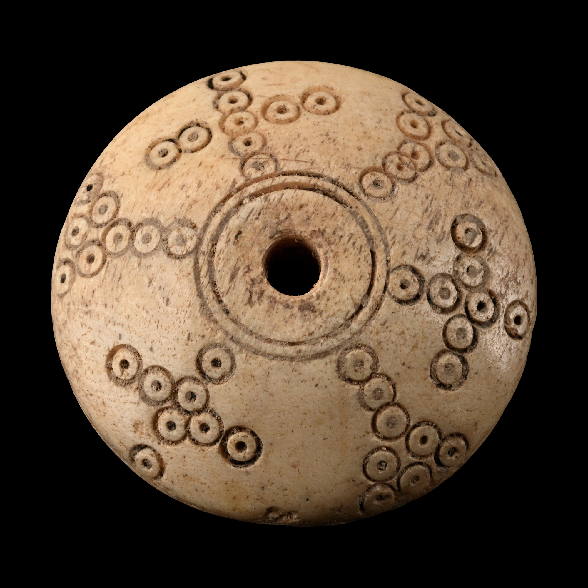 Large Byzantine Bone Decorated Spindle Whorl