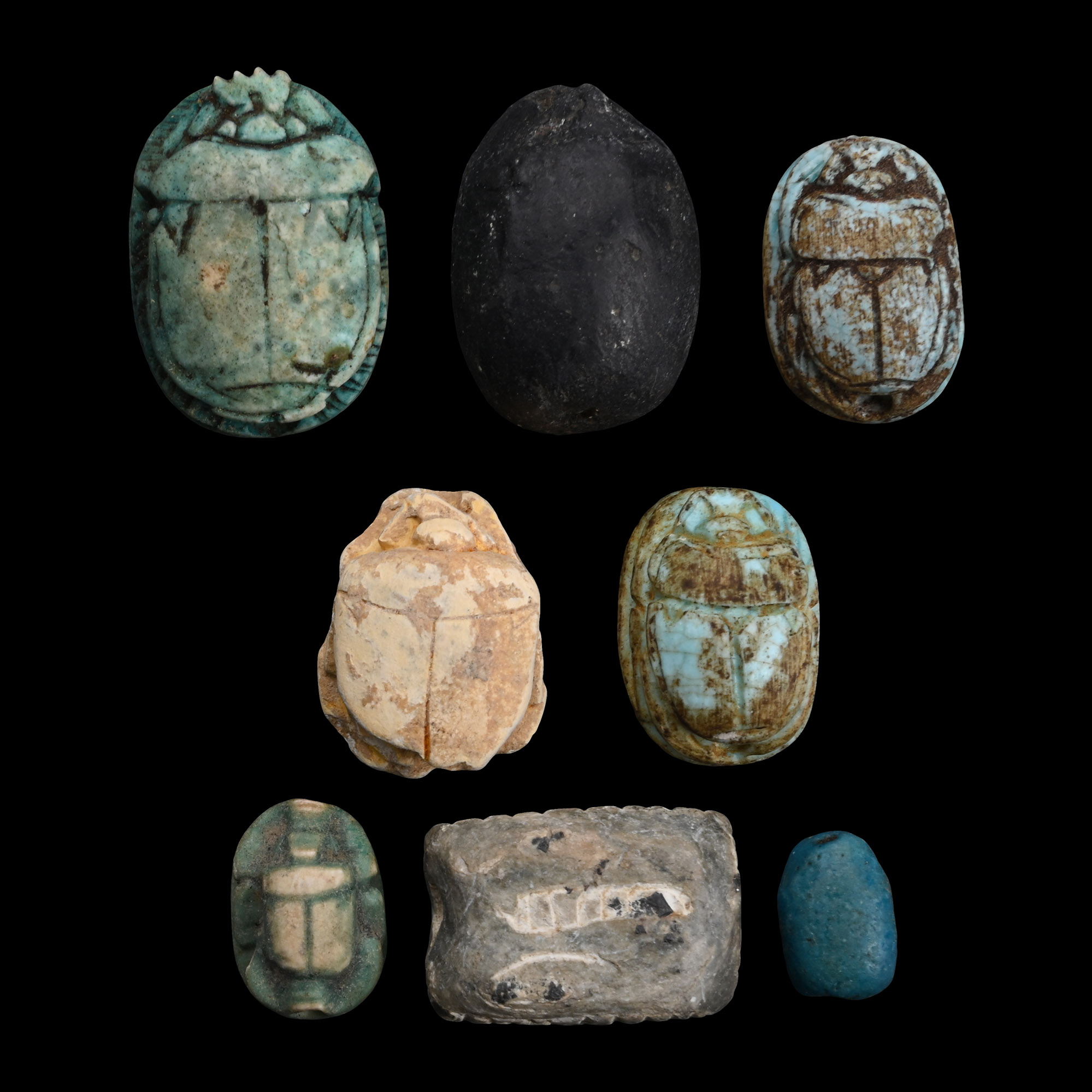Egyptian Stone Scarab and Amulet Collection