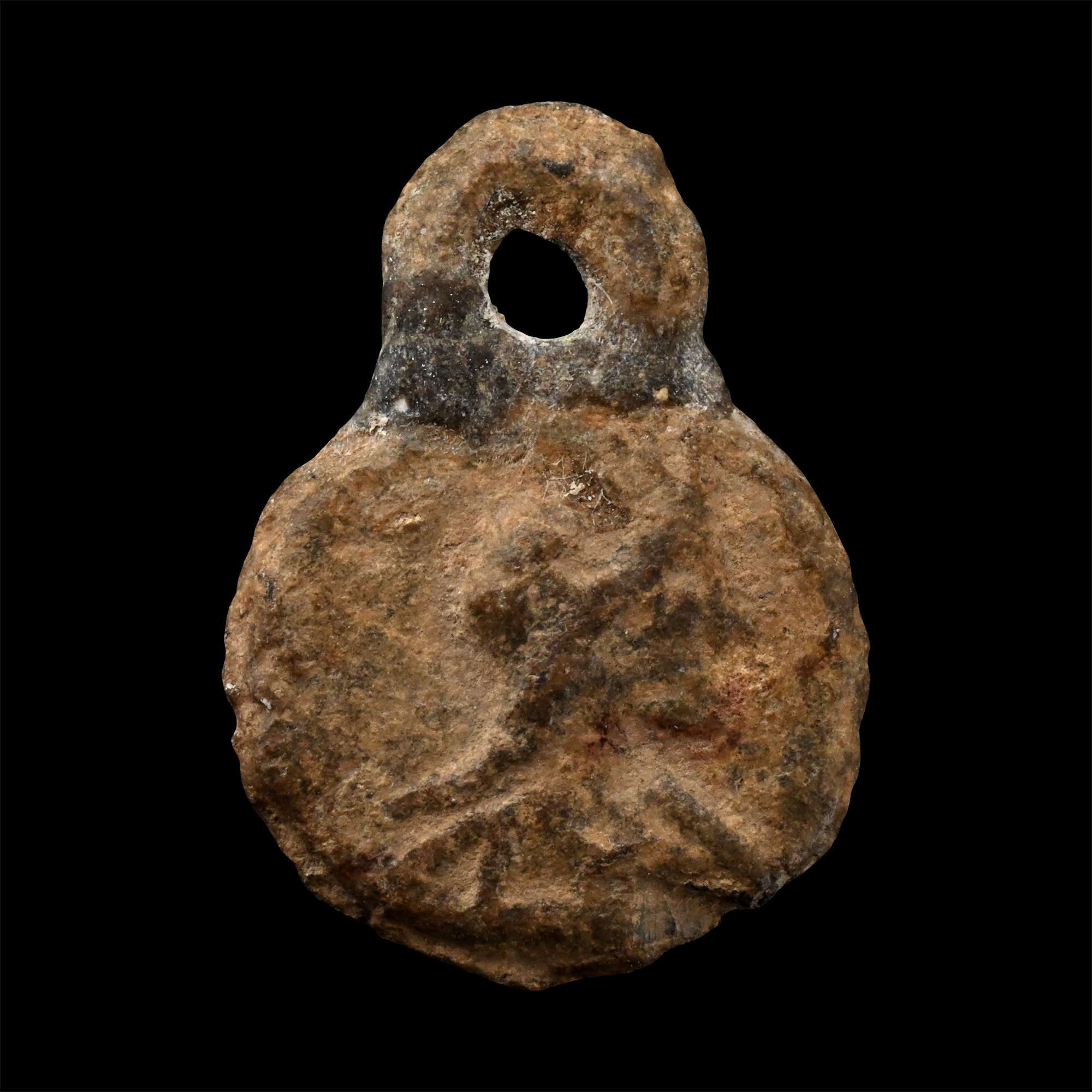 Roman Bifacial Lead Pendant with Busts