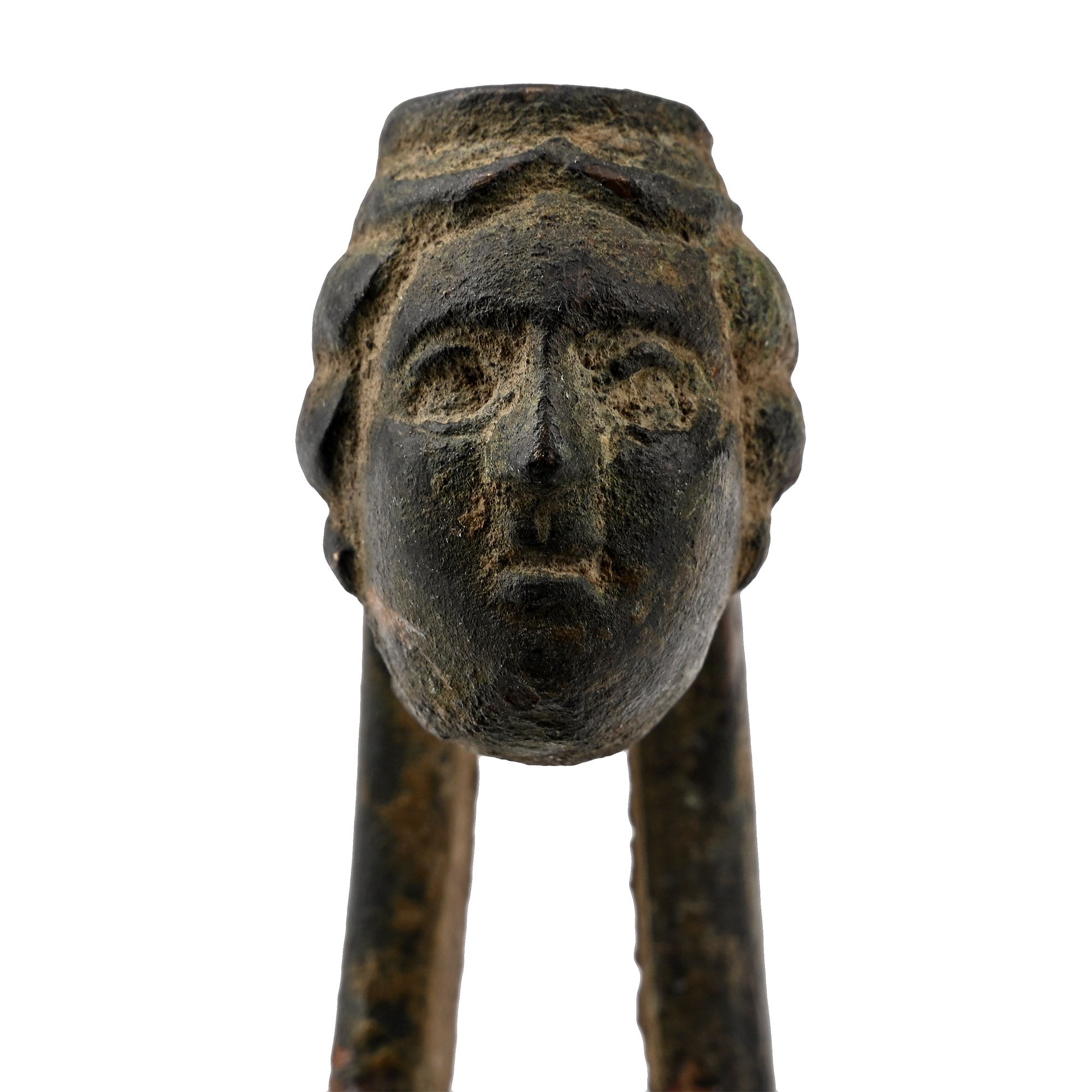 Roman Bronze Oil Lamp with Masks
