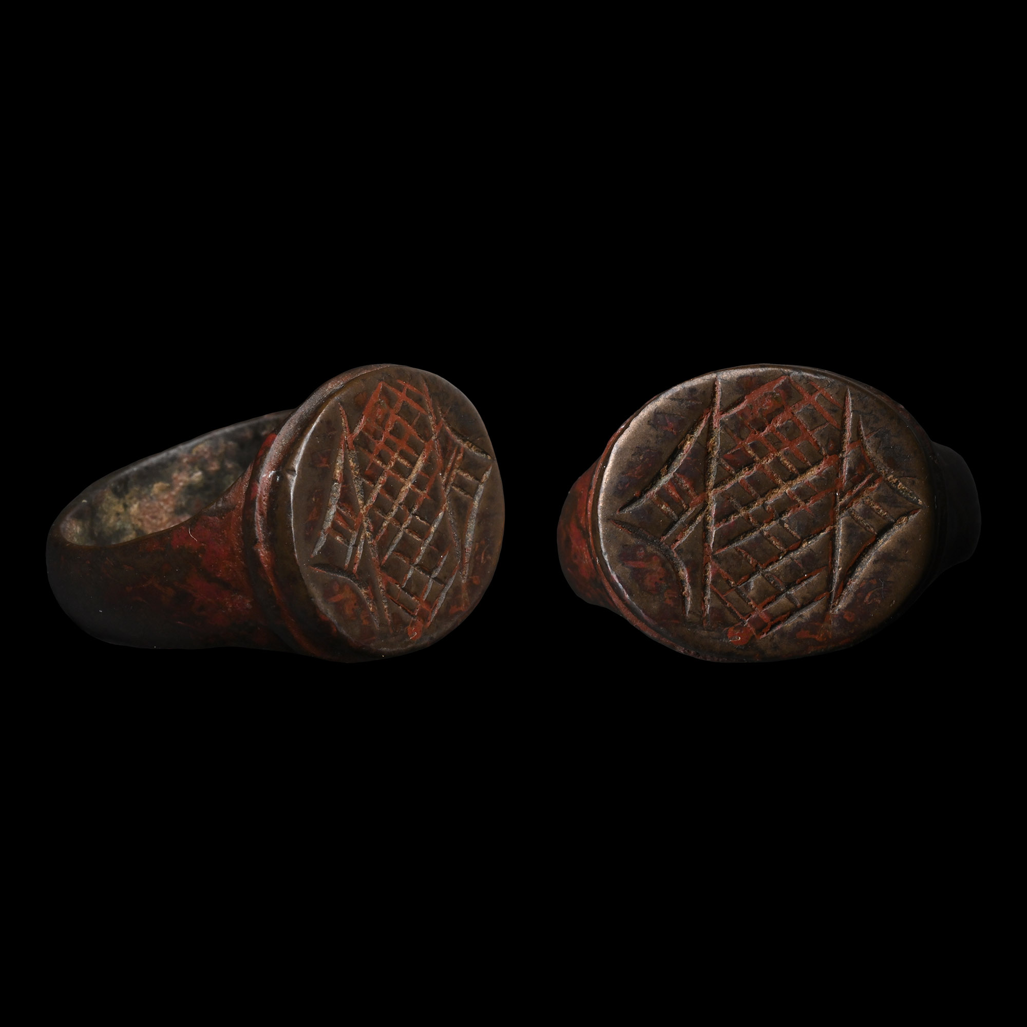 Byzantine Bronze Ring with Hatched Design