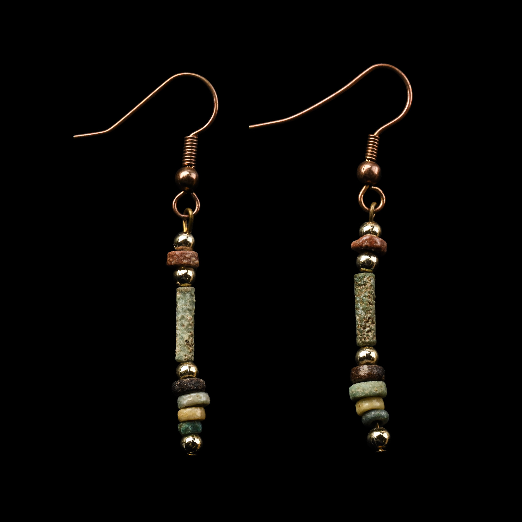 Egyptian Mummy Bead Earring Pair
