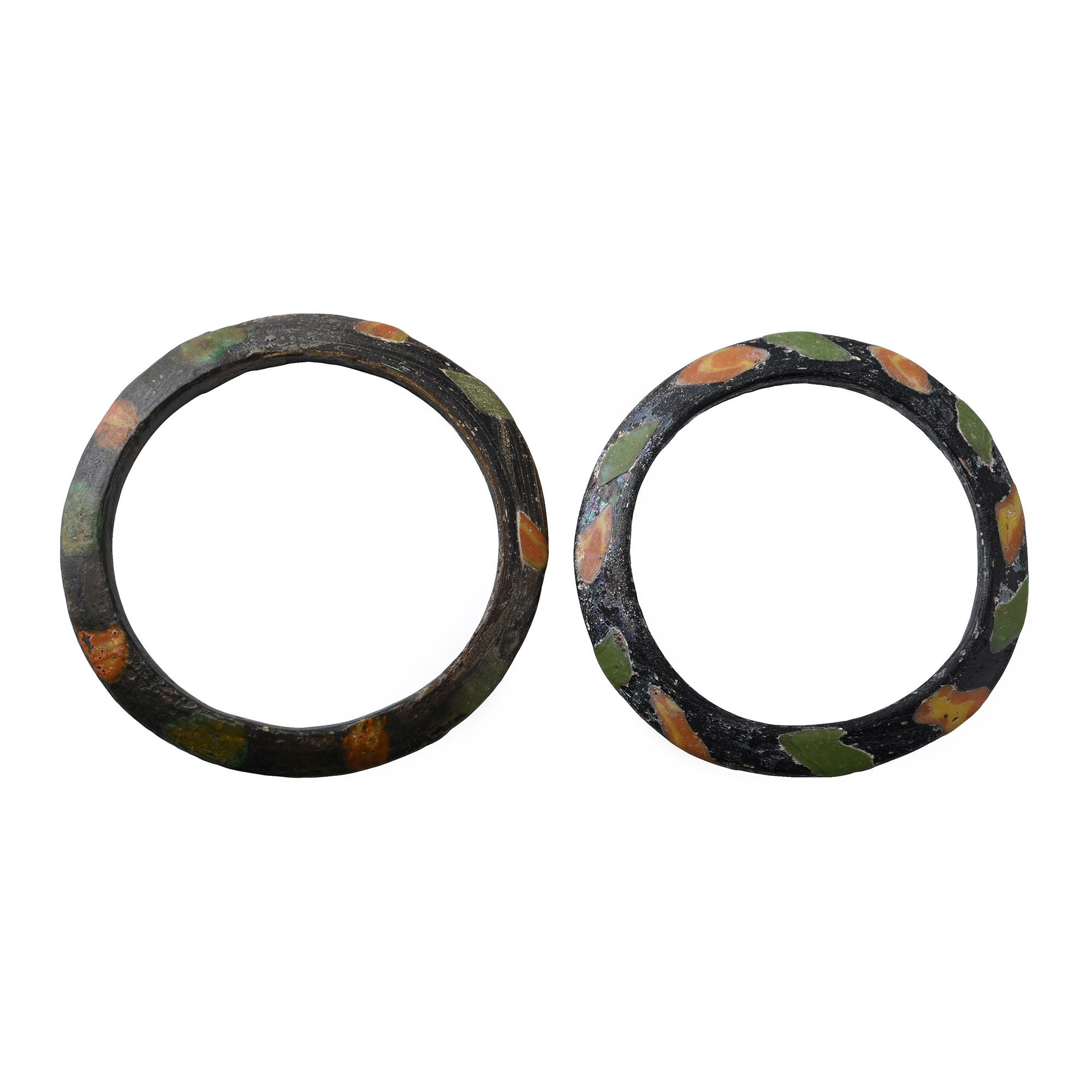 Western Asiatic Multi-Coloured Glass Bangle Pair