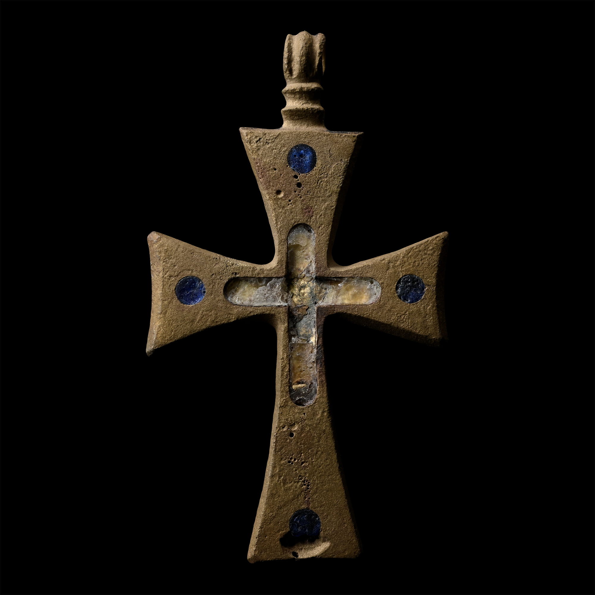 Post Medieval Inlaid Bronze Cross Pendant