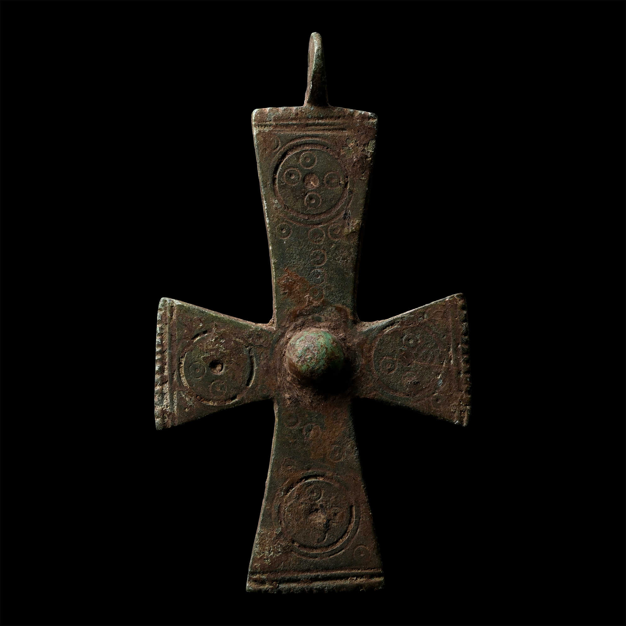 Byzantine Bronze Pectoral Cross Pendant