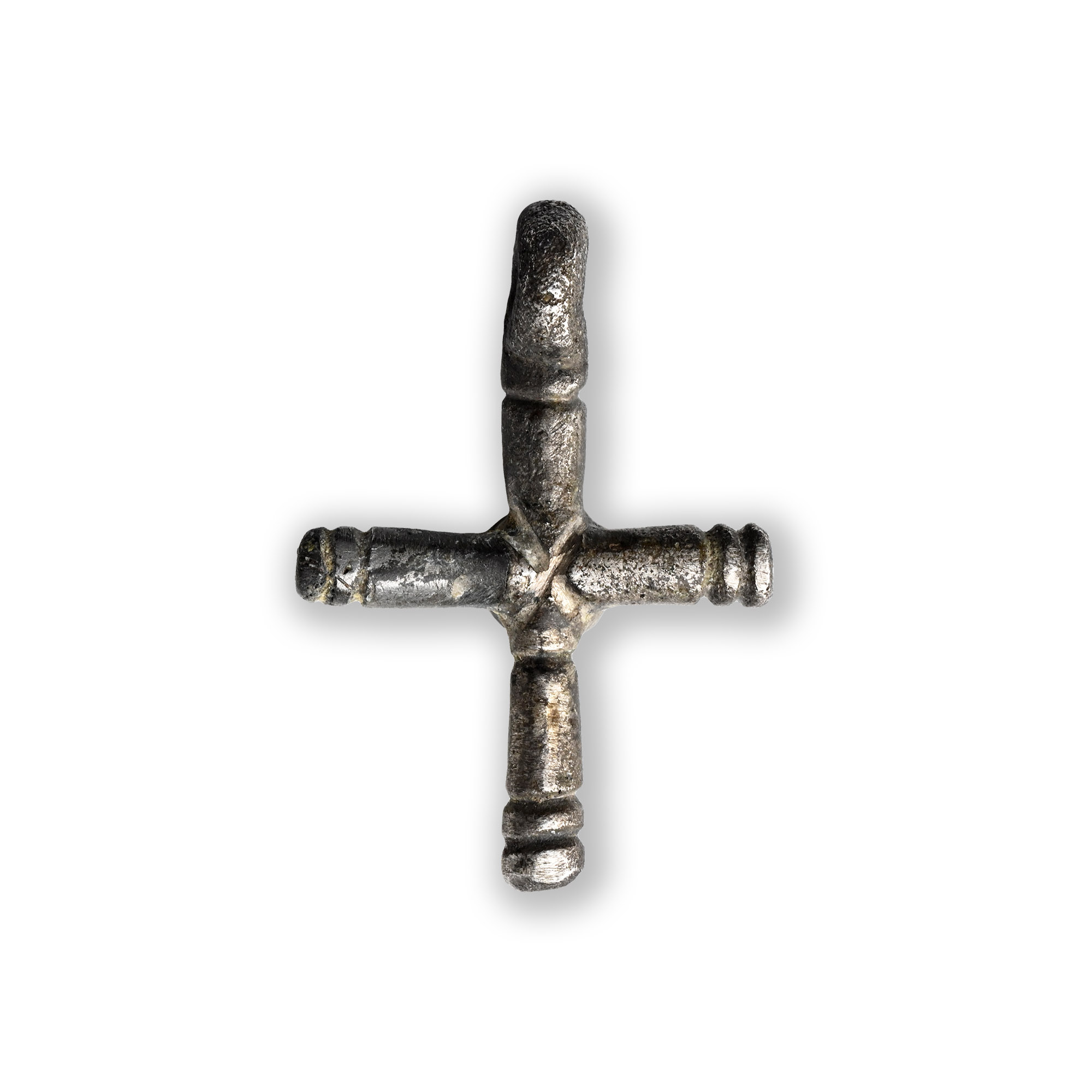 Byzantine Silver Cross Pendant with Cabochon