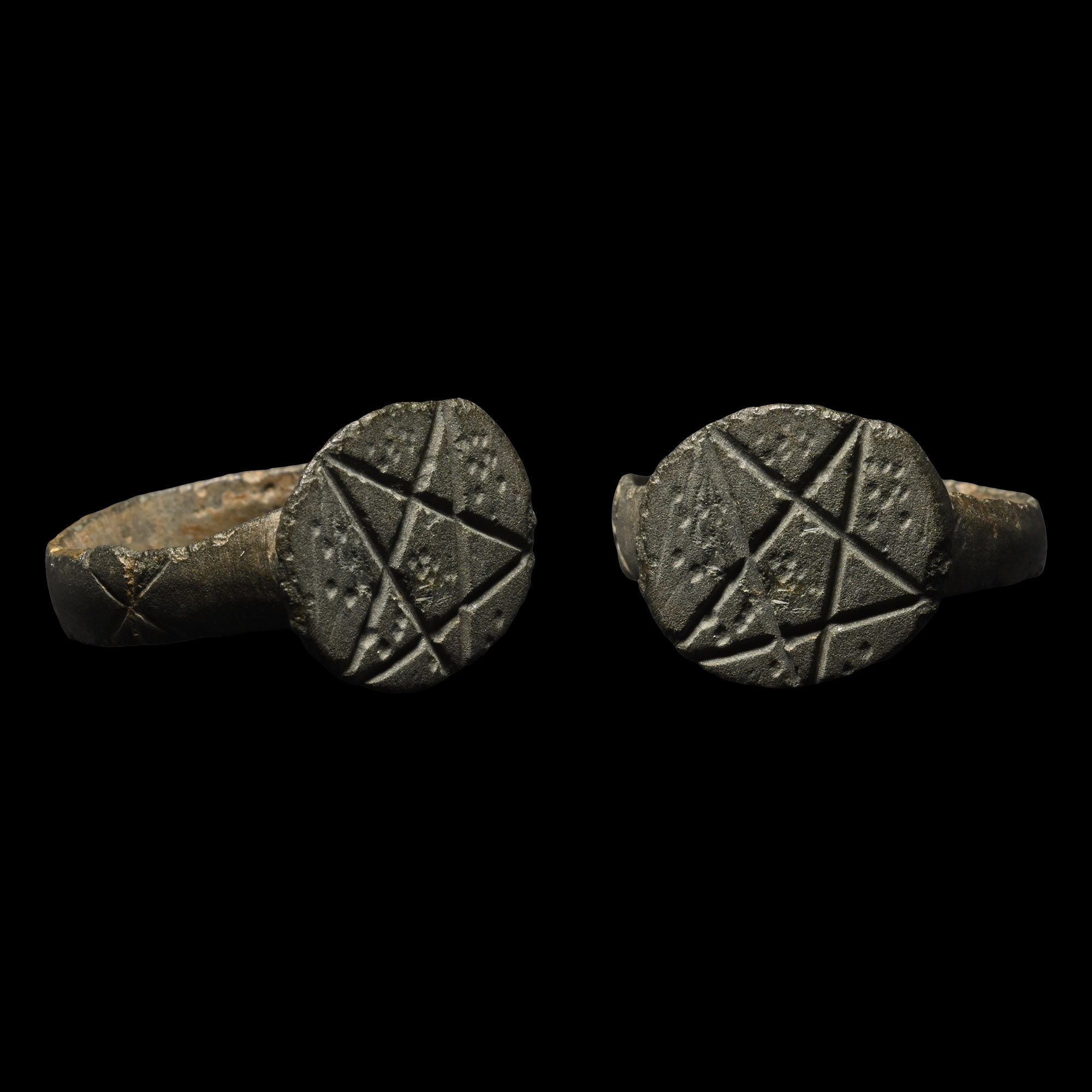 Medieval Bronze Ring with Pentagram