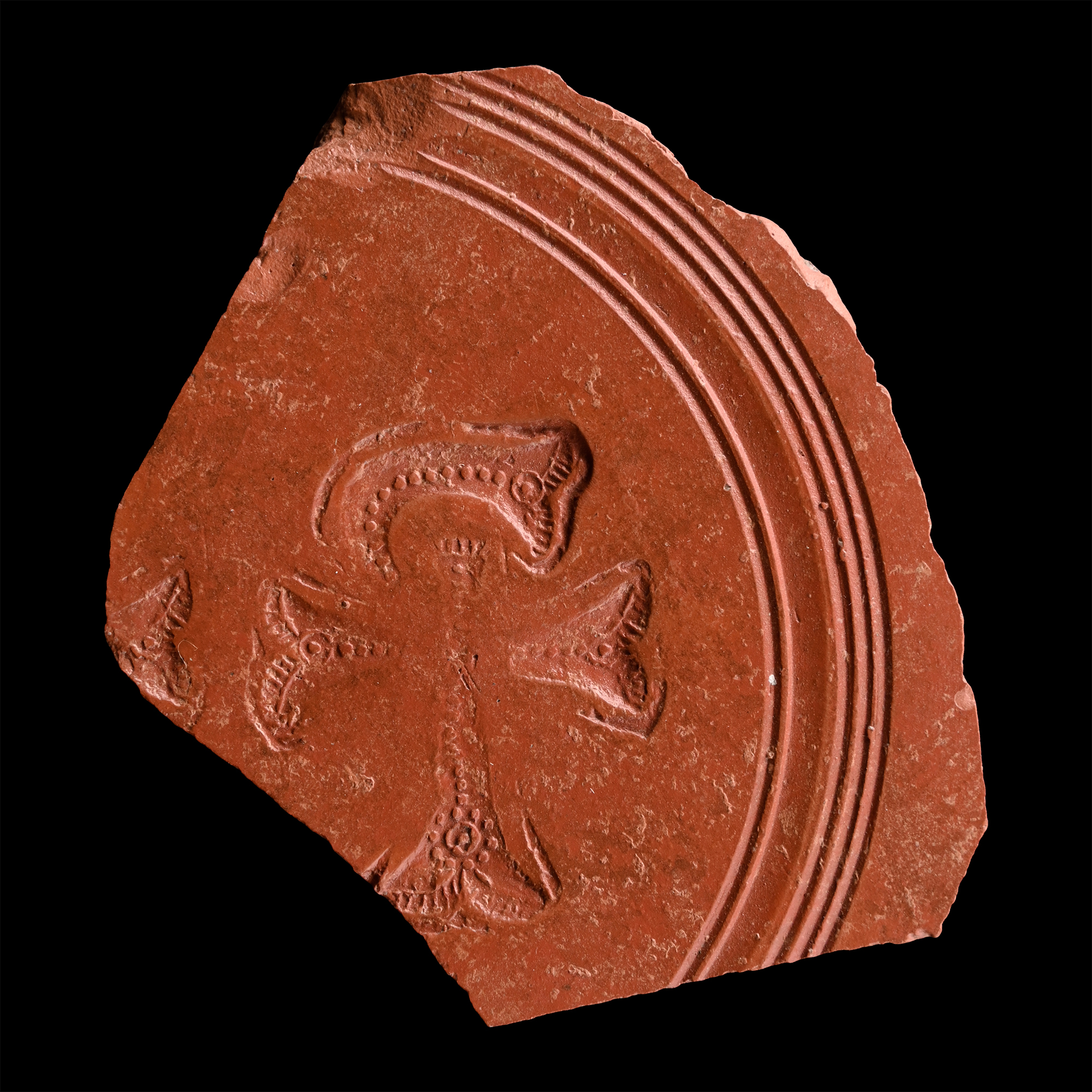 Roman Redware Plate Fragment with Chi Rho