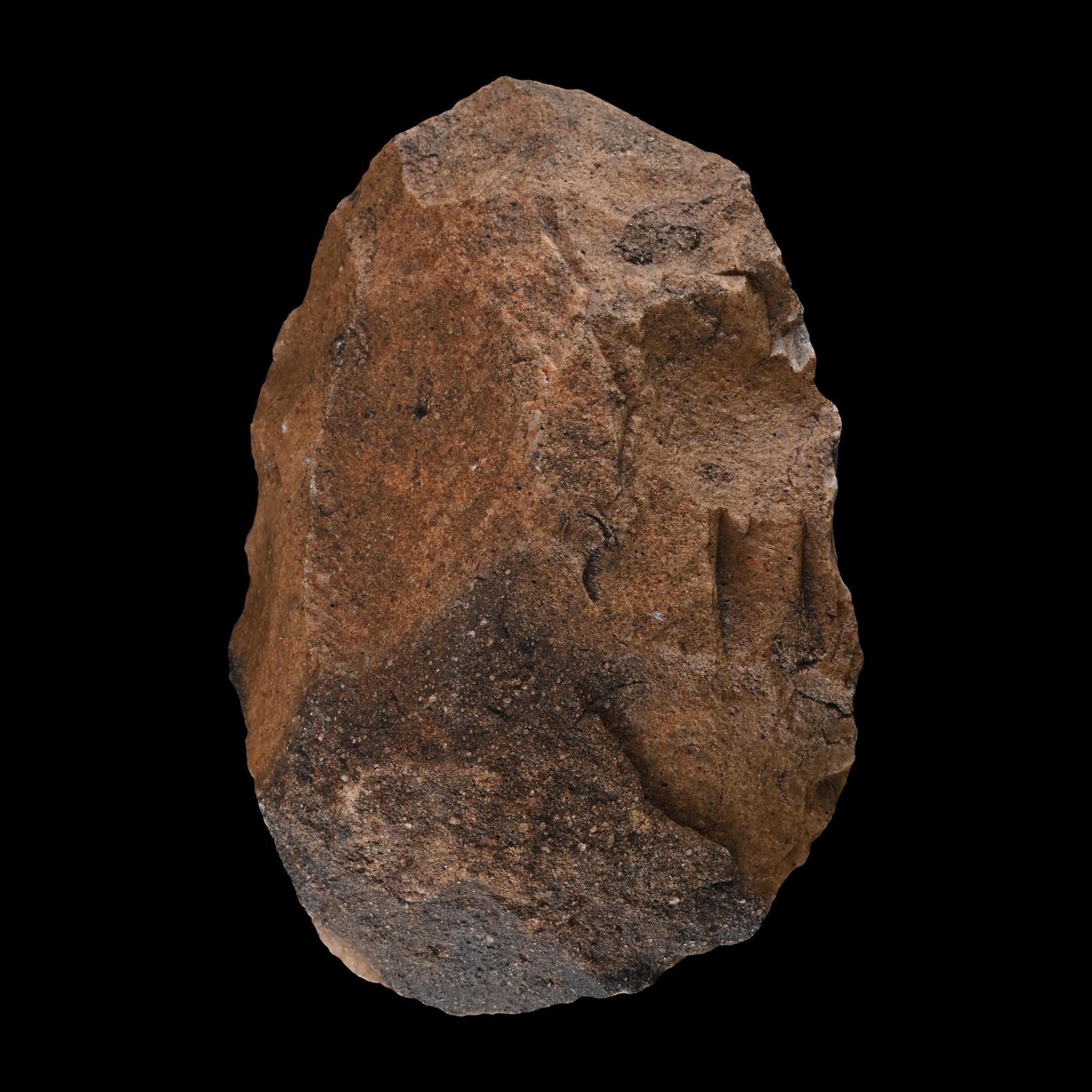 Acheulean Stone Age Dark Red Quartzite Handaxe Made by Homo Erectus