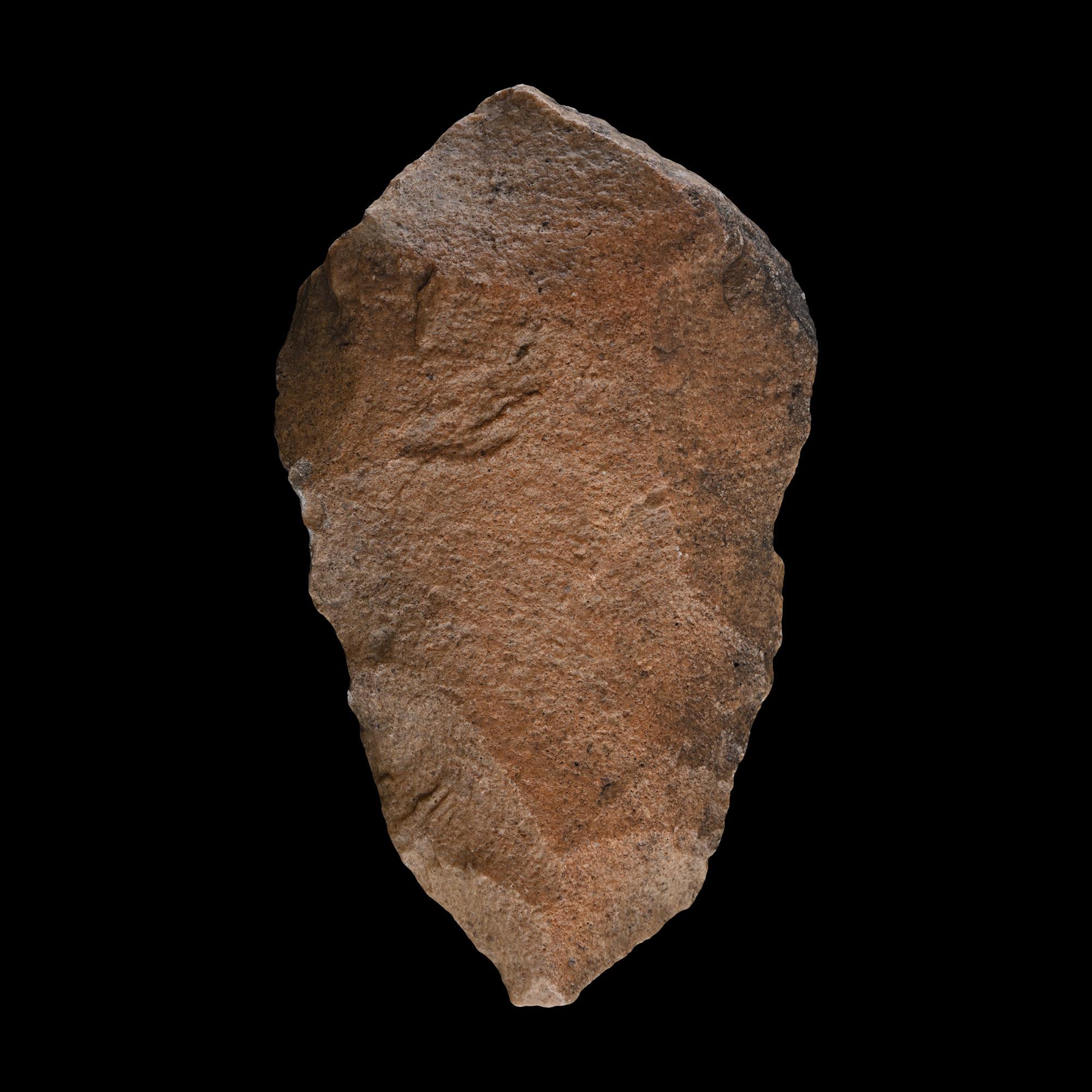 Acheulean Stone Age Dark Red Quartzite Handaxe Made by Homo Erectus