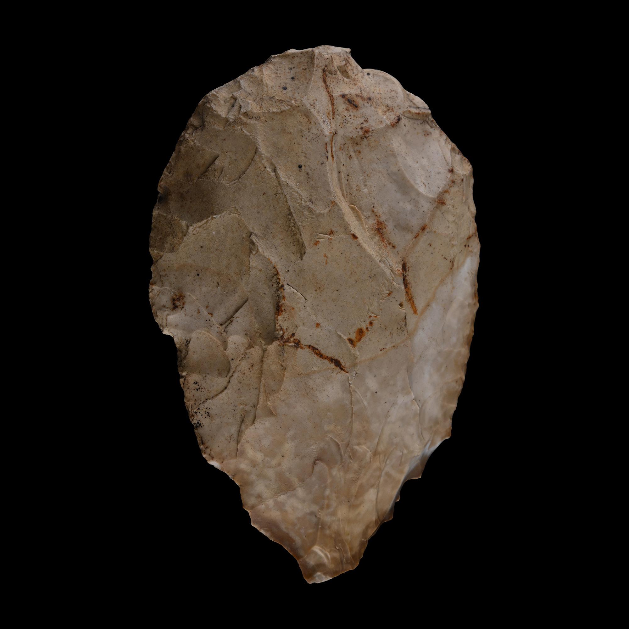 French Stone Age Knapped Flint Cordate Handaxe