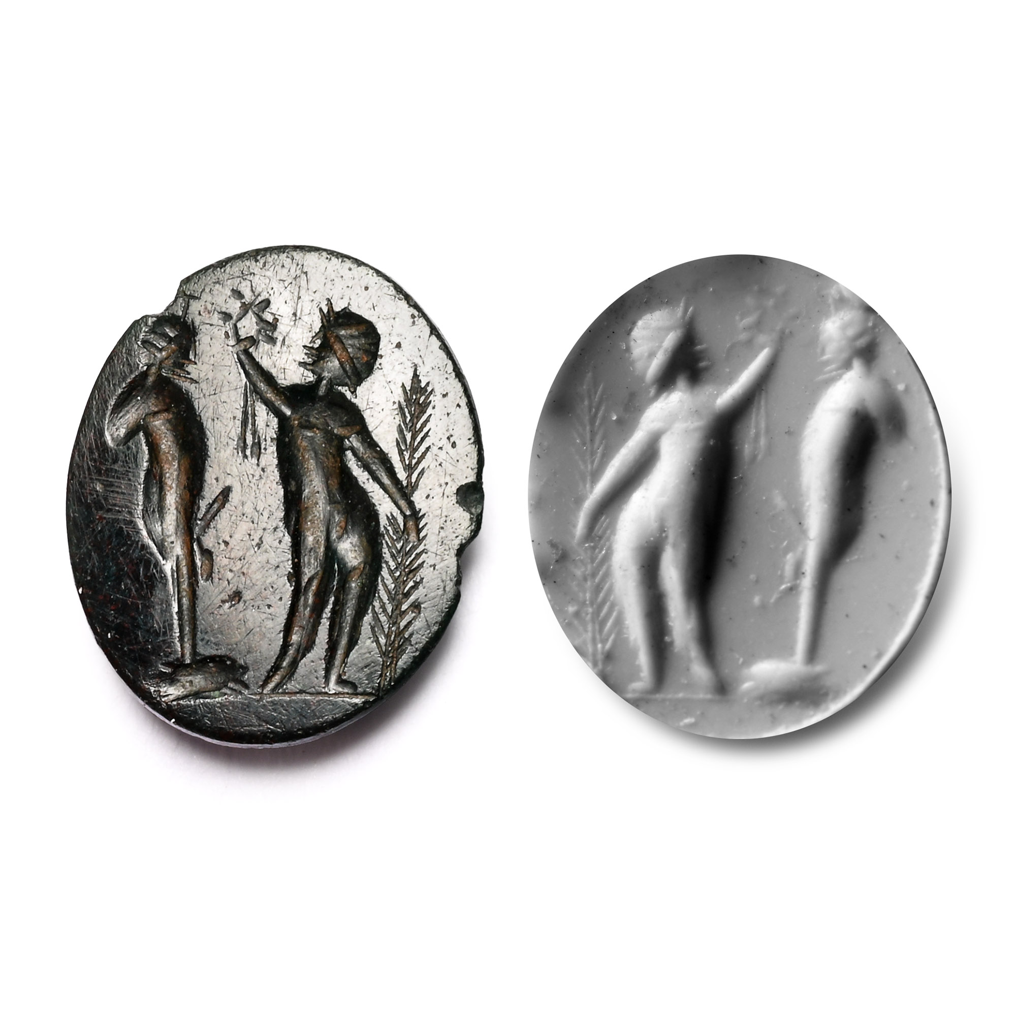 Roman Dark Green Gemstone with Erotic Scene