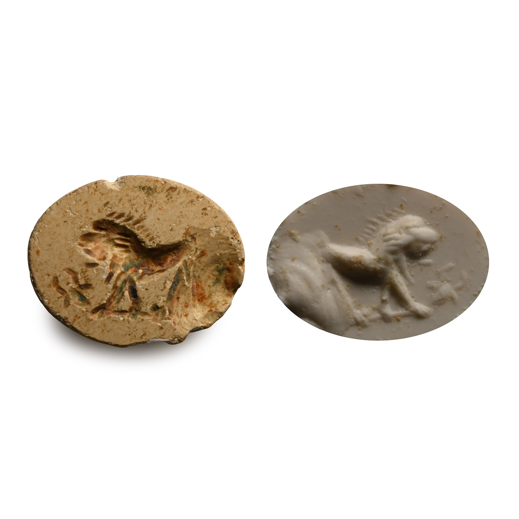 Roman Yellow Jasper Gemstone with Lion and Bull's Skull