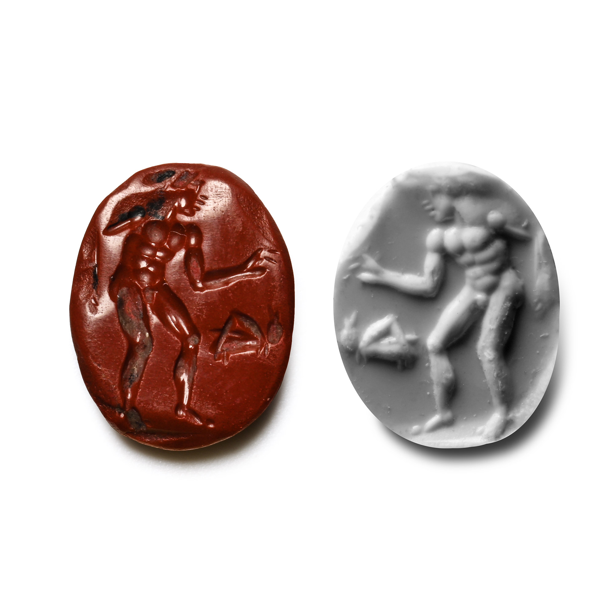 Roman Red Jasper Gemstone with Nude Wrestler