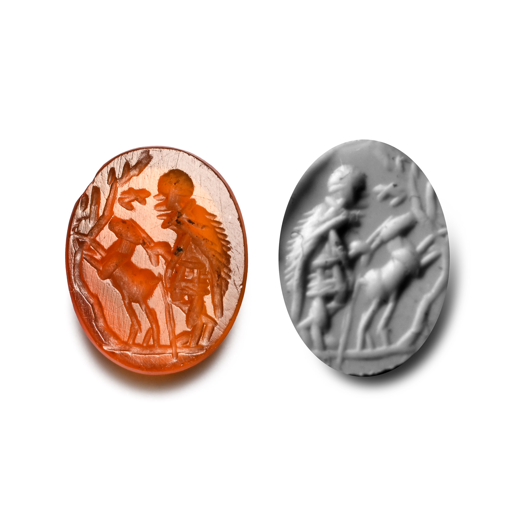 Roman Carnelian Gemstone with Shepherd and Goat