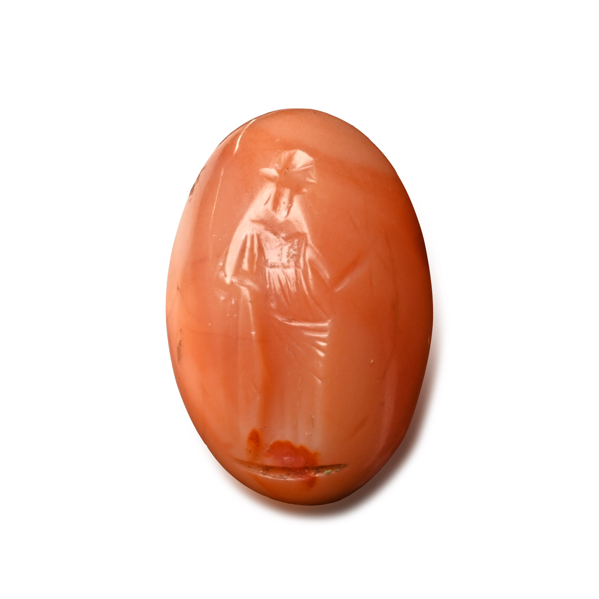 Roman Orange Agate Gemstone with Standing Figure