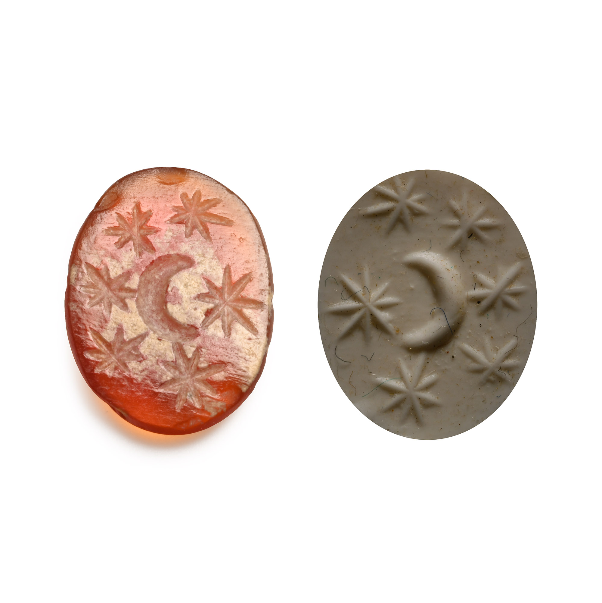 Roman Carnelian Gemstone with Moon and Stars