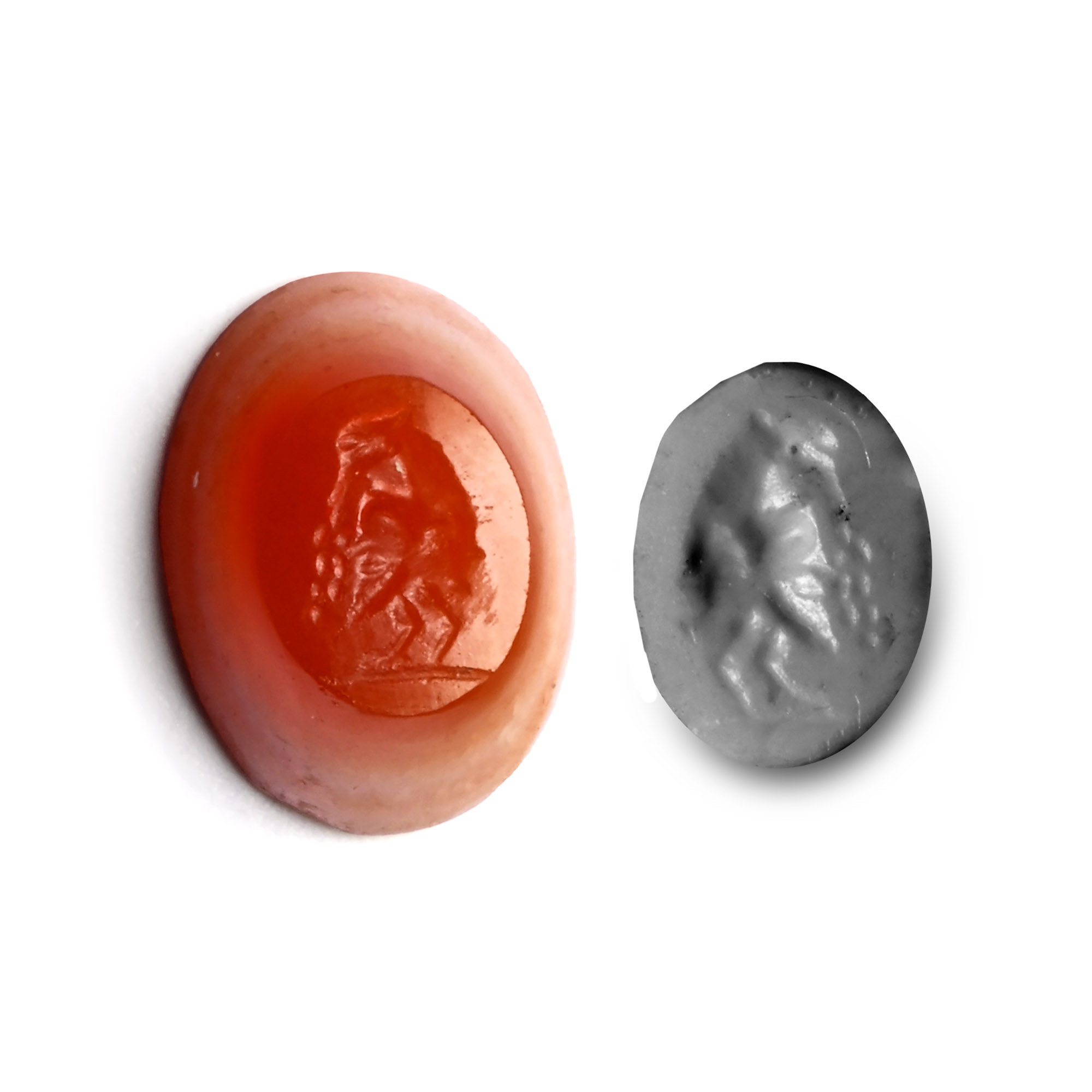 Roman Banded Orange Agate Gemstone with Gryllus