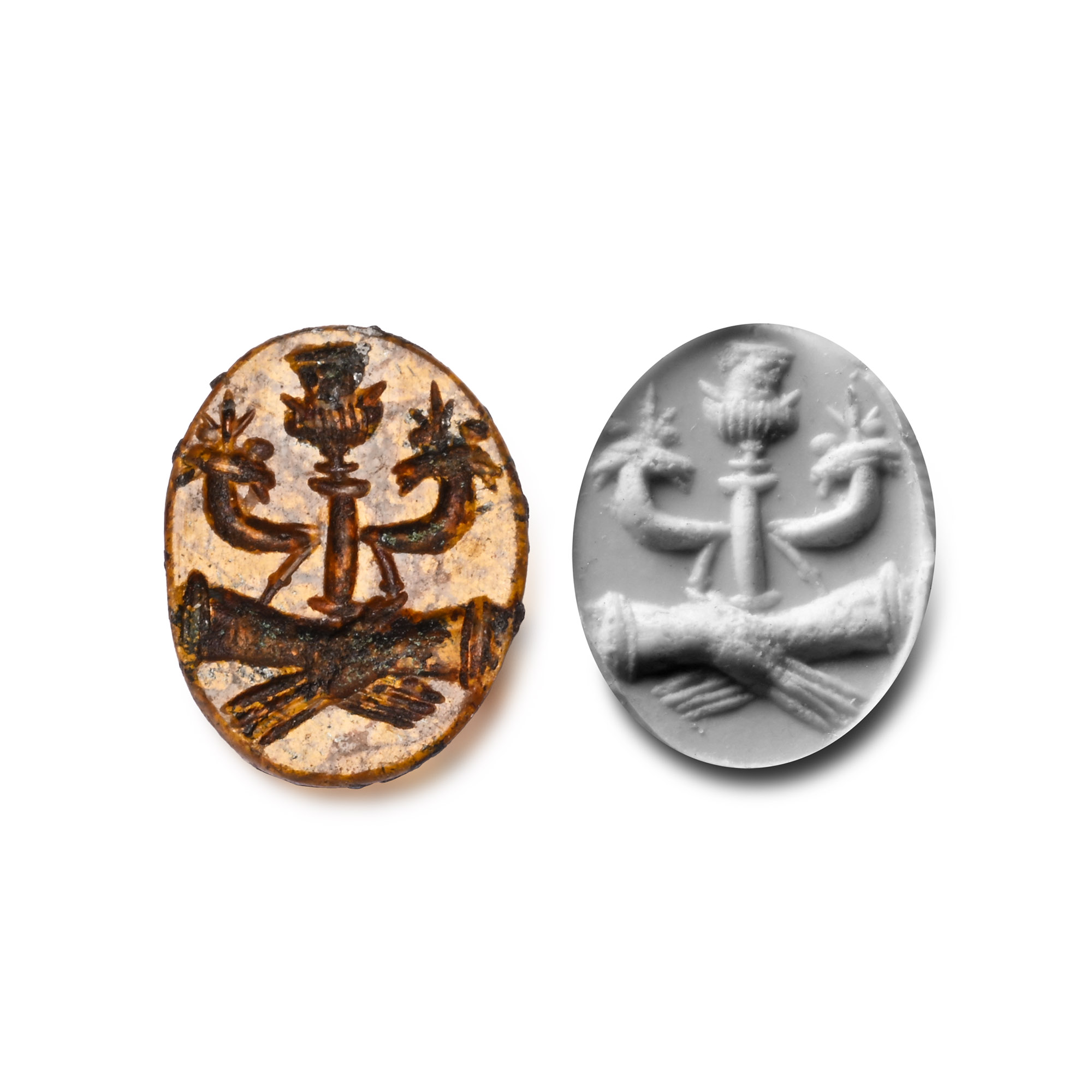 Roman Orange Jasper Gemstone with Clasped Hands