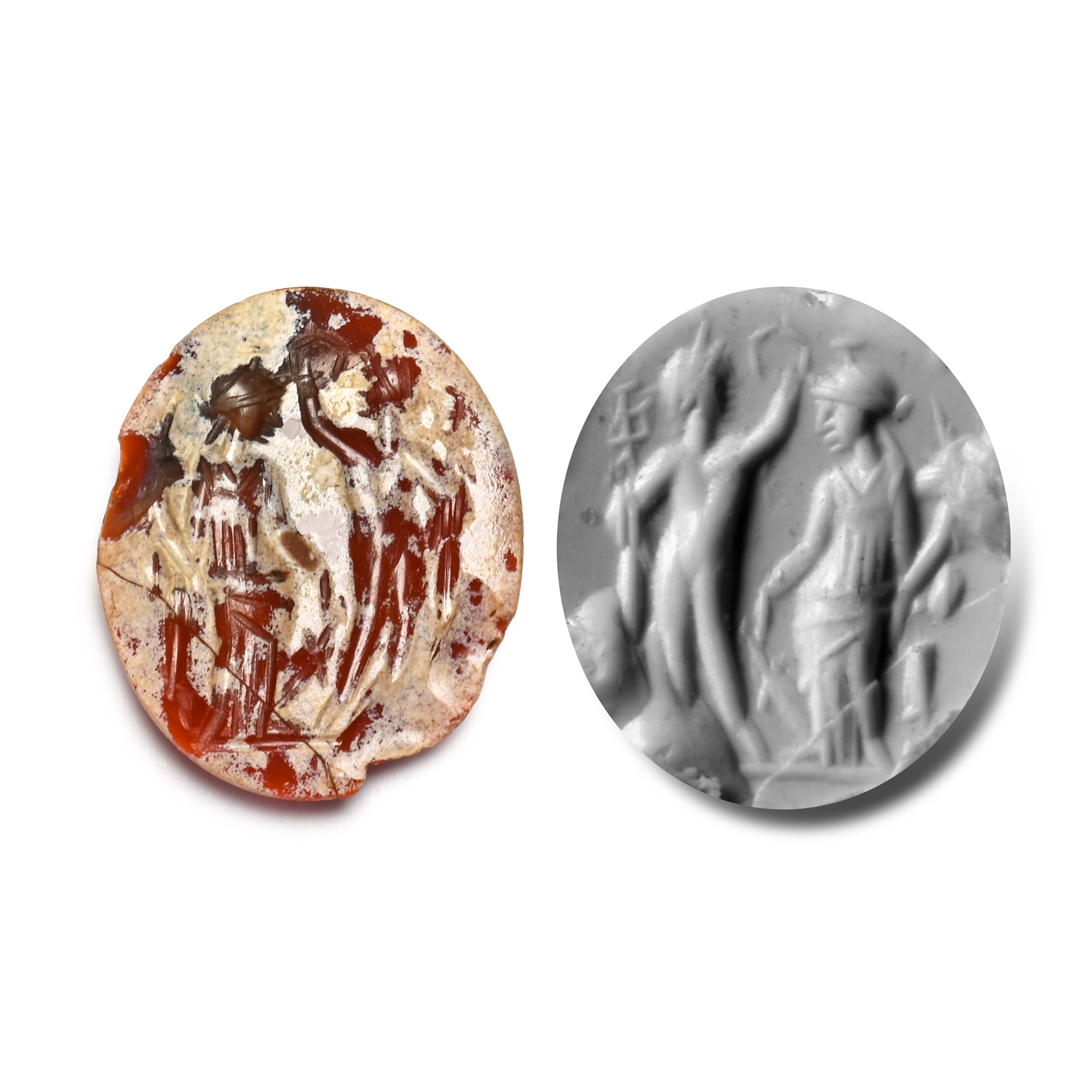 Roman Carnelian Gemstone with Gods Mercury and Minerva