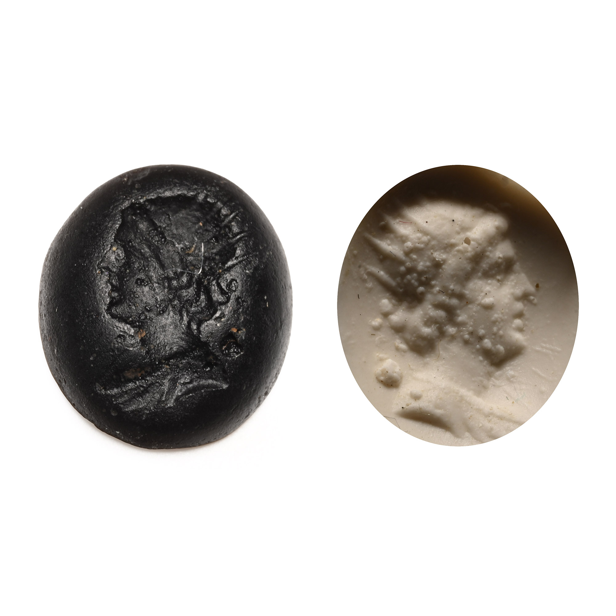 Roman Glass Gem with Bearded Bust
