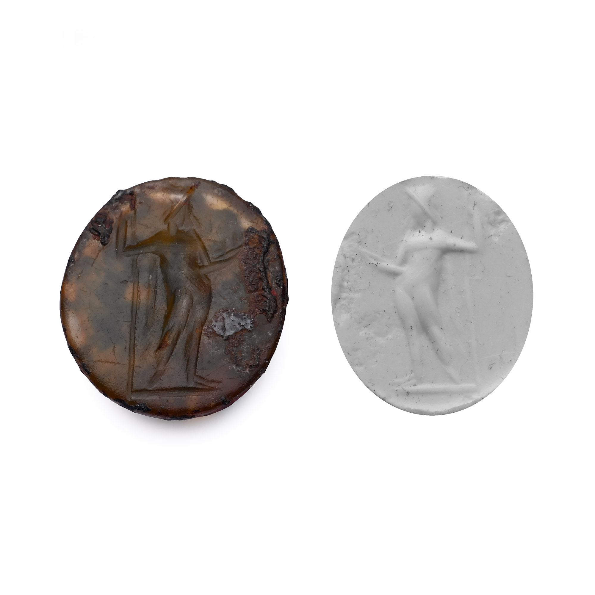 Roman Agate Gemstone with Figure Holding a Spear