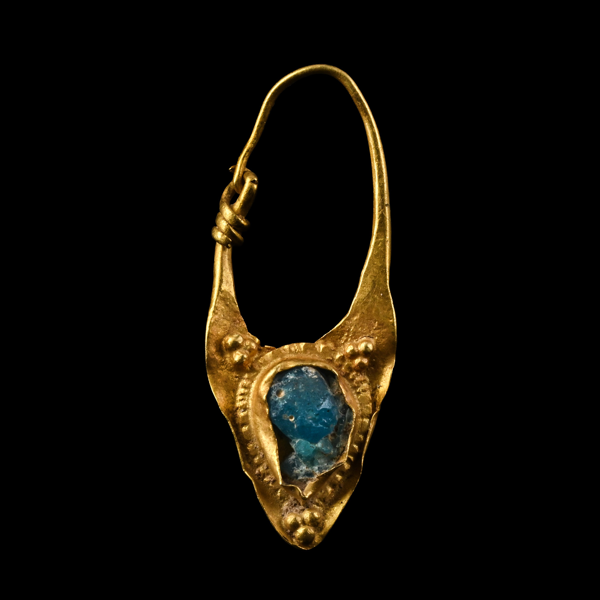 Roman Gold Earring with Glass Cabochon