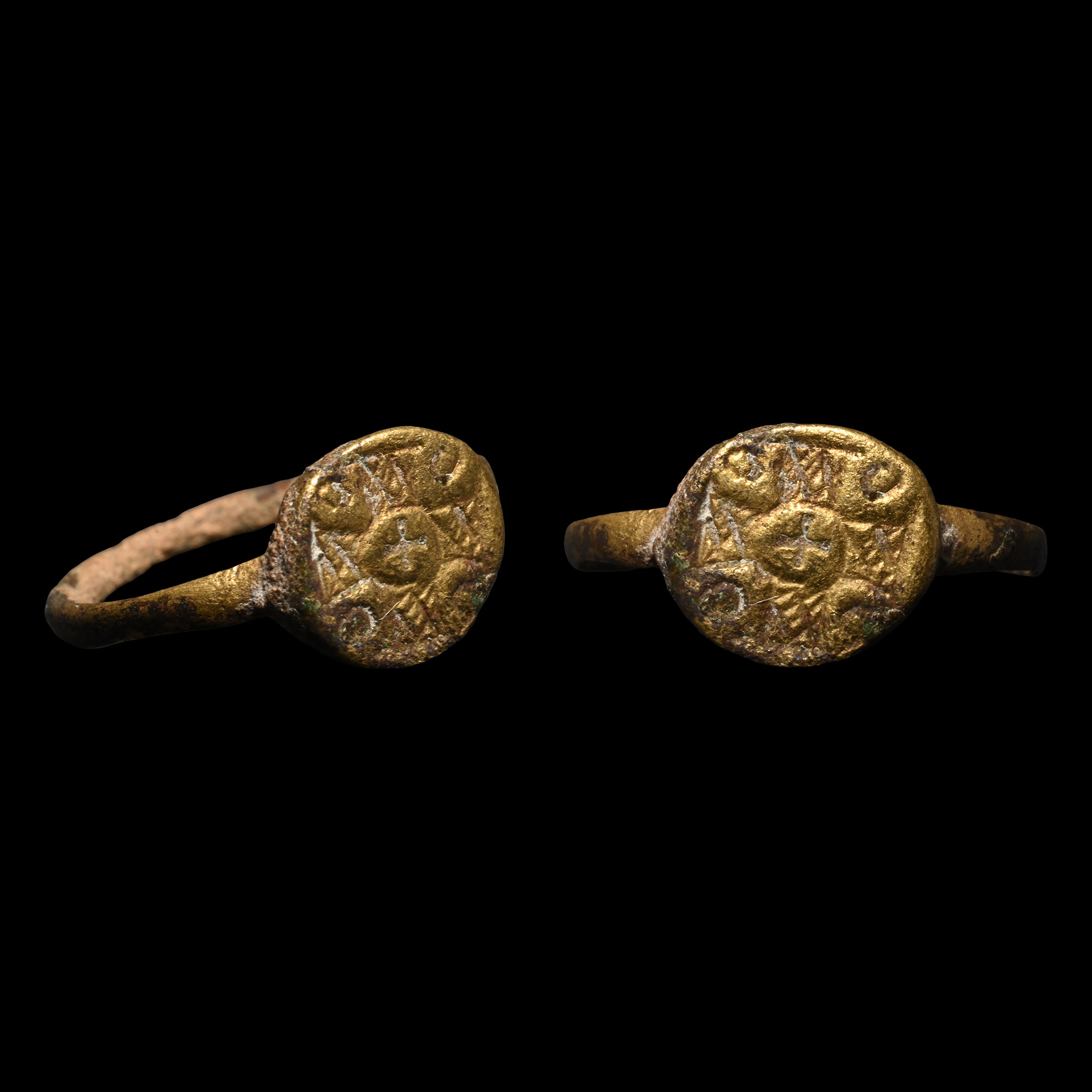 Medieval Bronze Ring with Cross