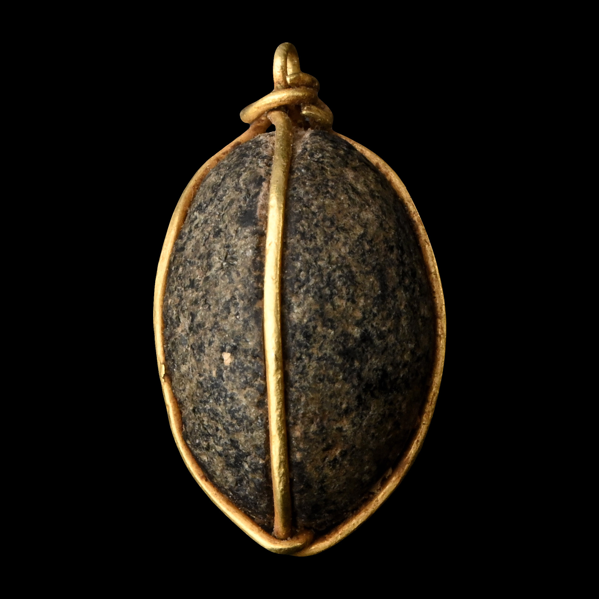 Western Asiatic Bead with Gold Wire Pendant