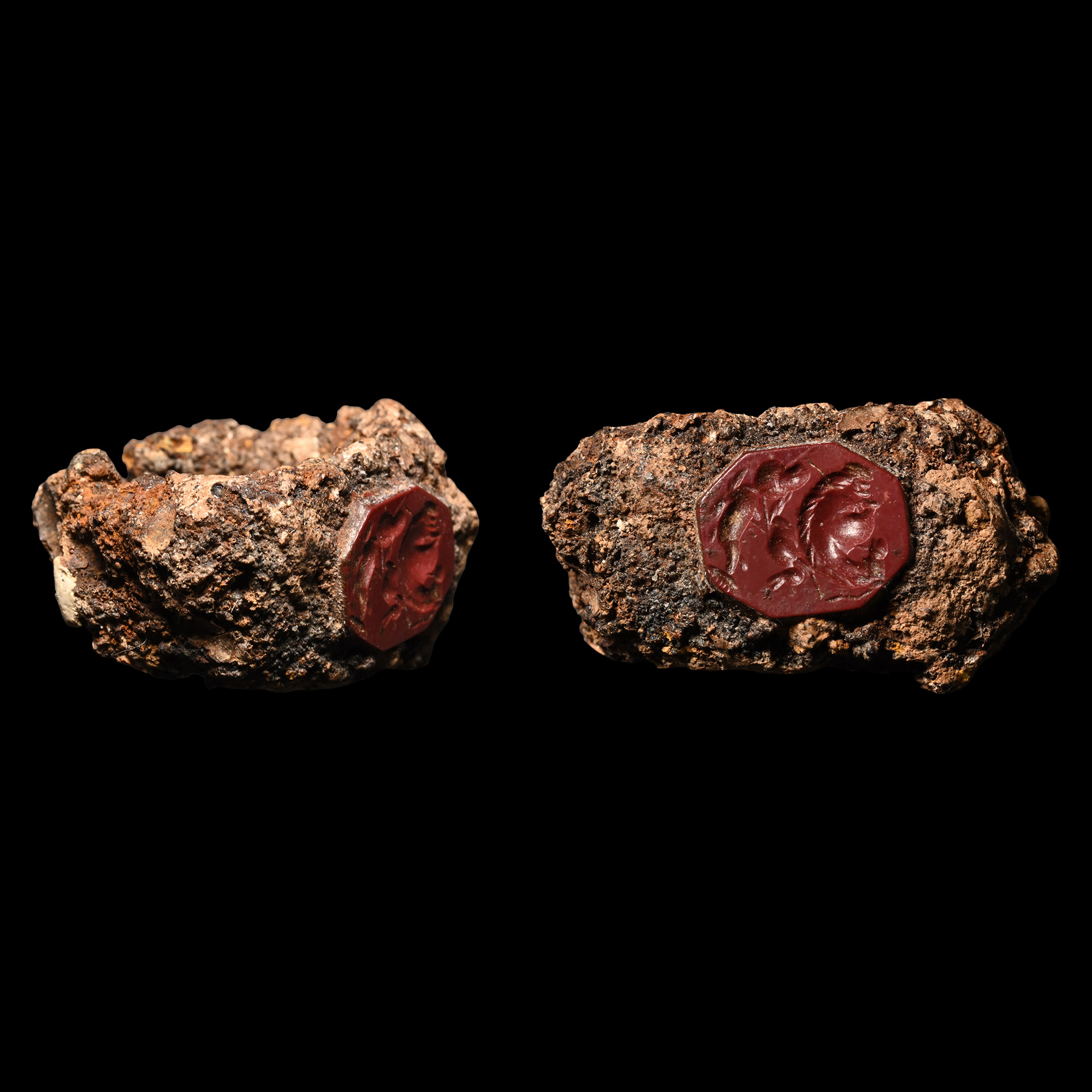Roman Red Jasper Gemstone in Iron Ring