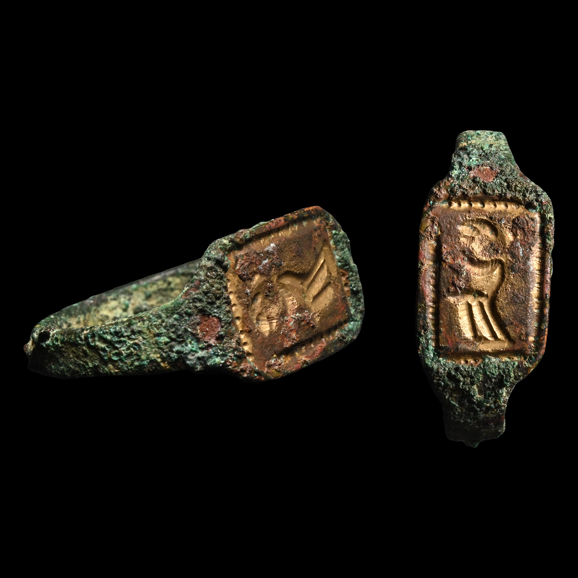 Medieval Bronze Ring with Figure
