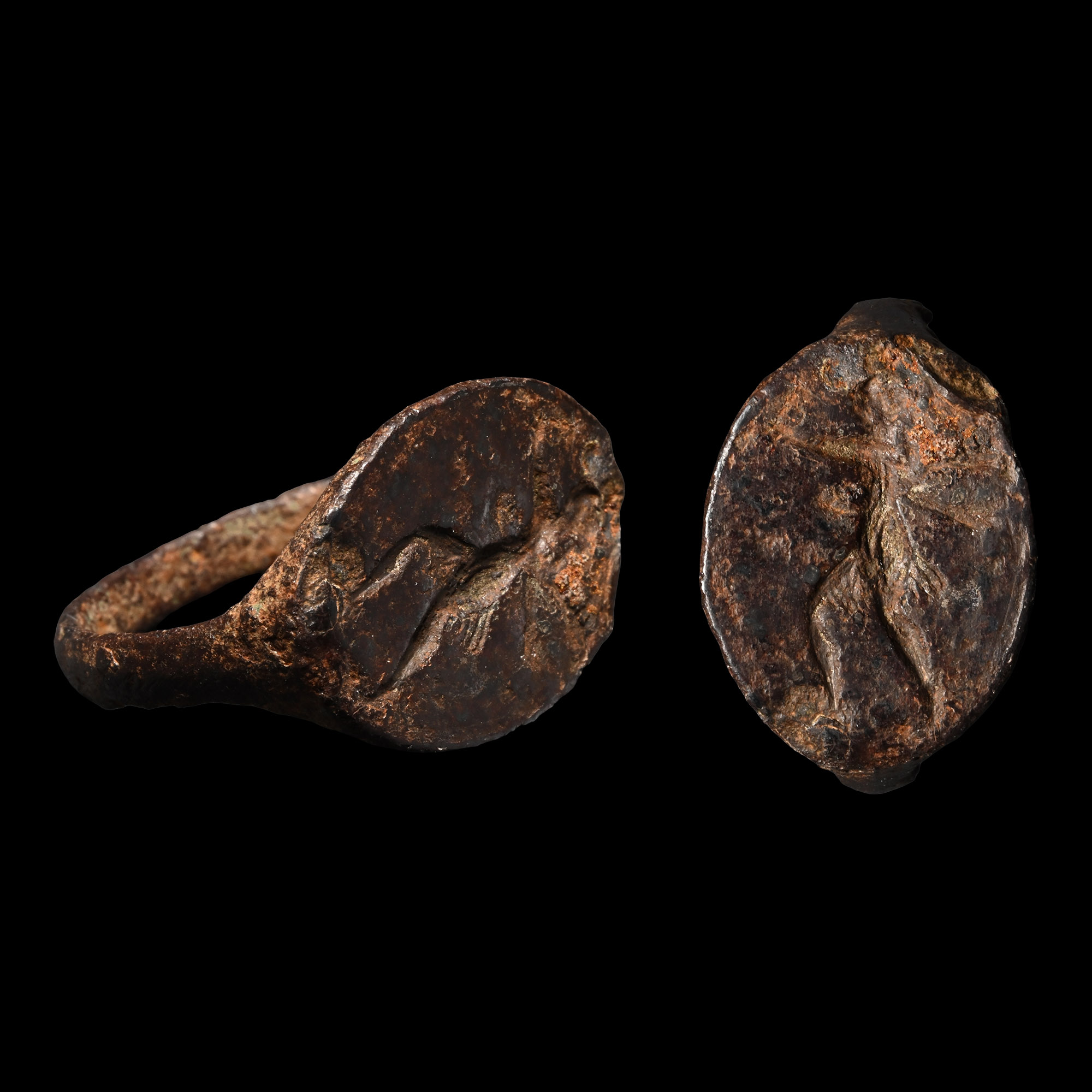 Large Greek Bronze Ring with Nike