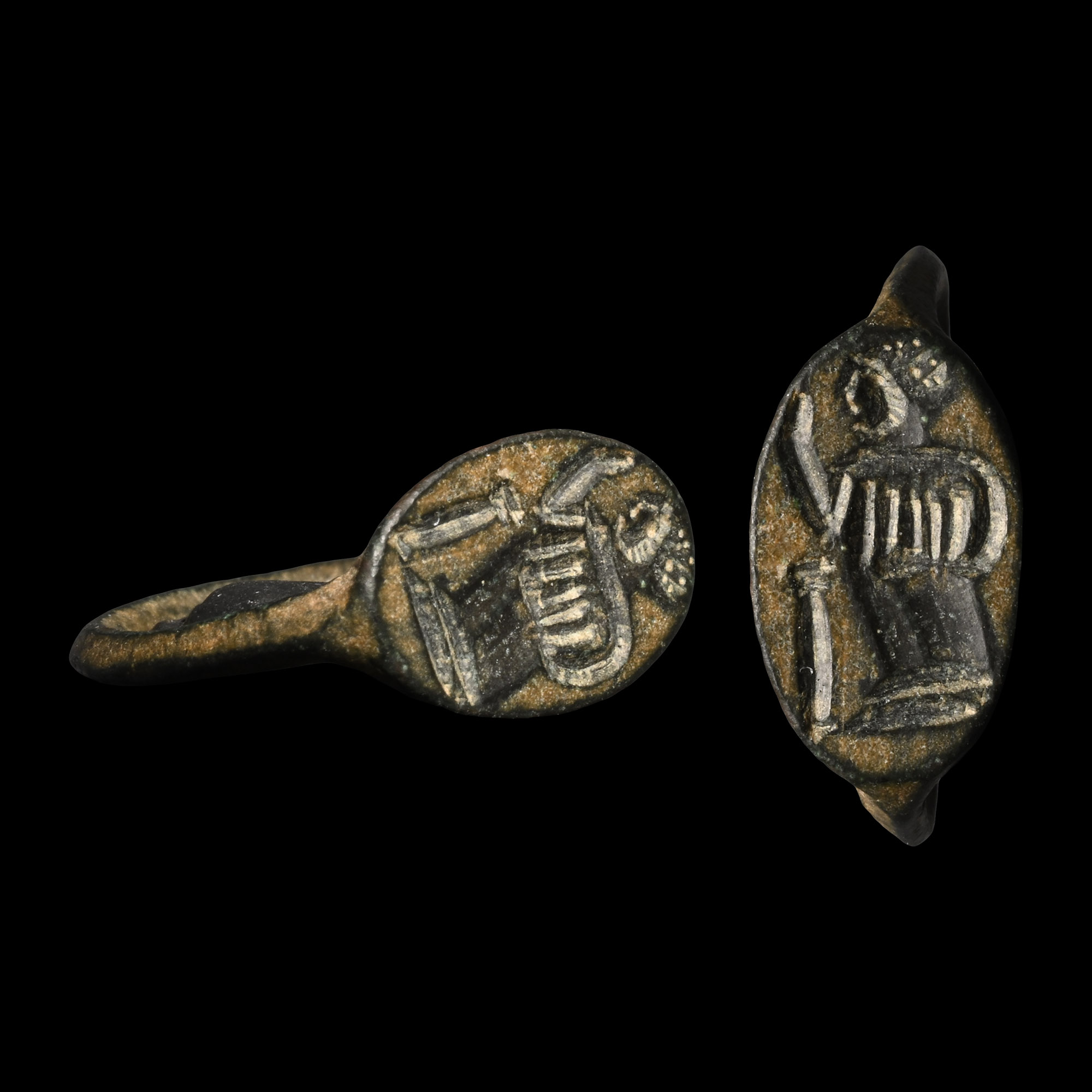 Greek Bronze Ring with Standing Goddess