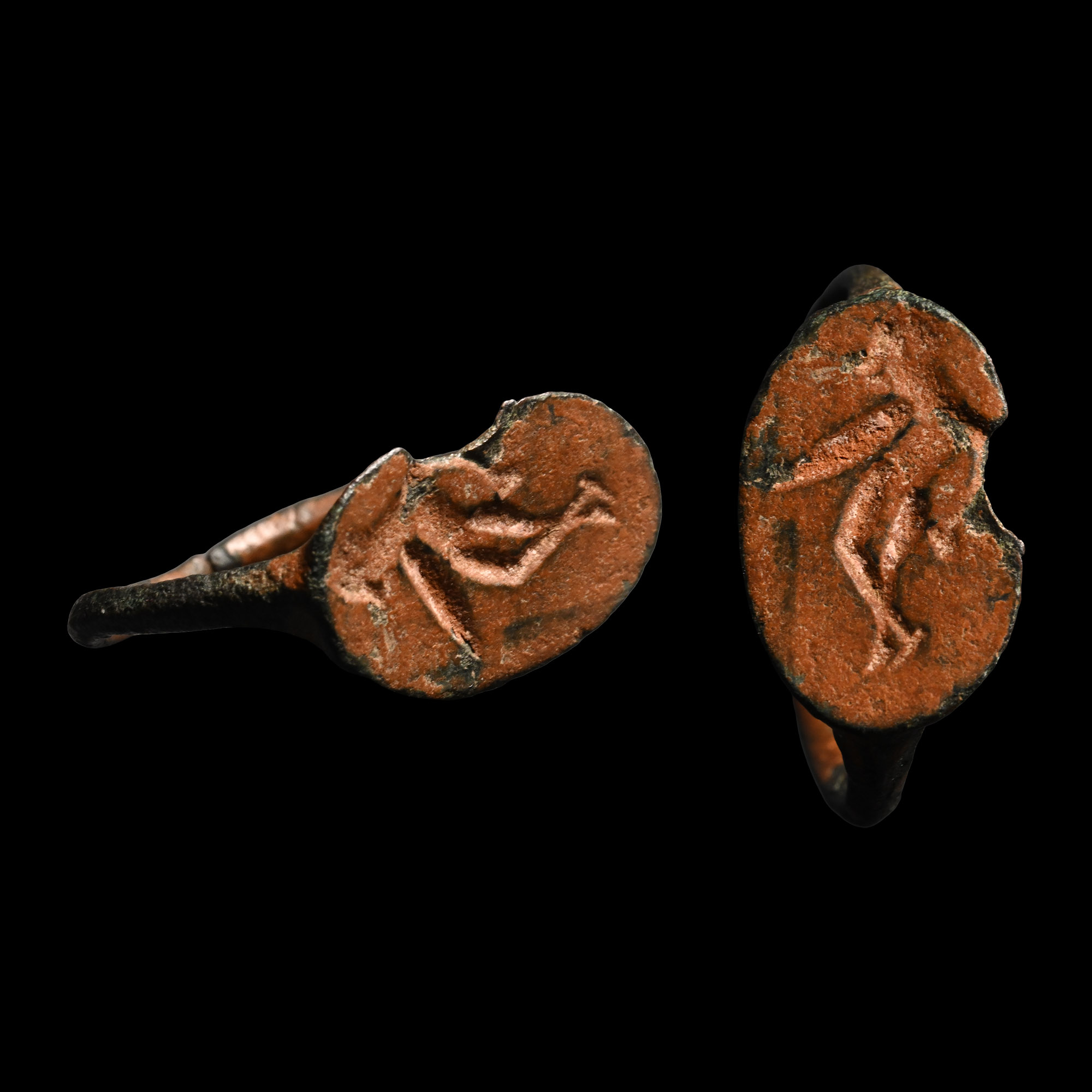 Greek Bronze Ring with Standing Goddess