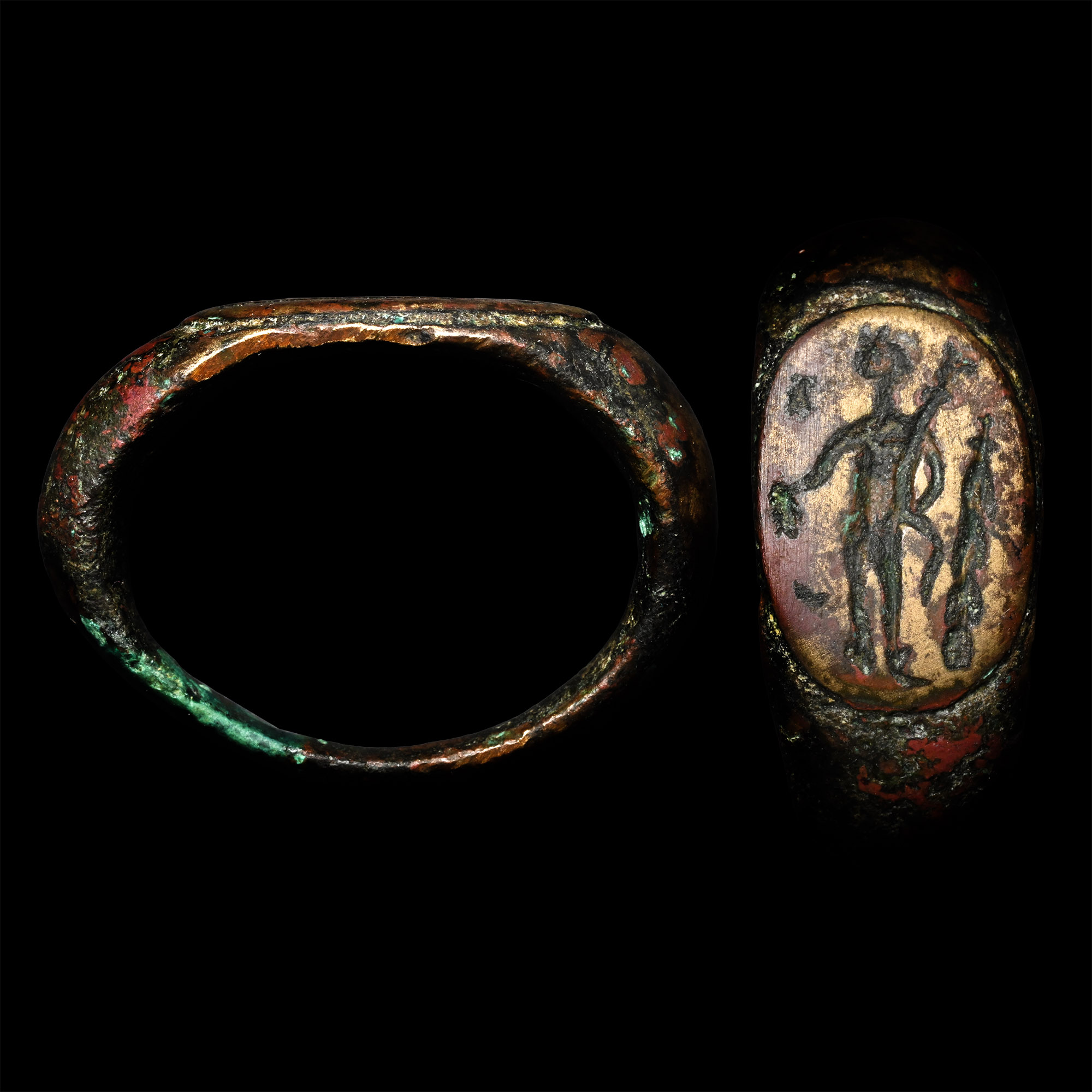 Roman Bronze Ring with Standing Figure