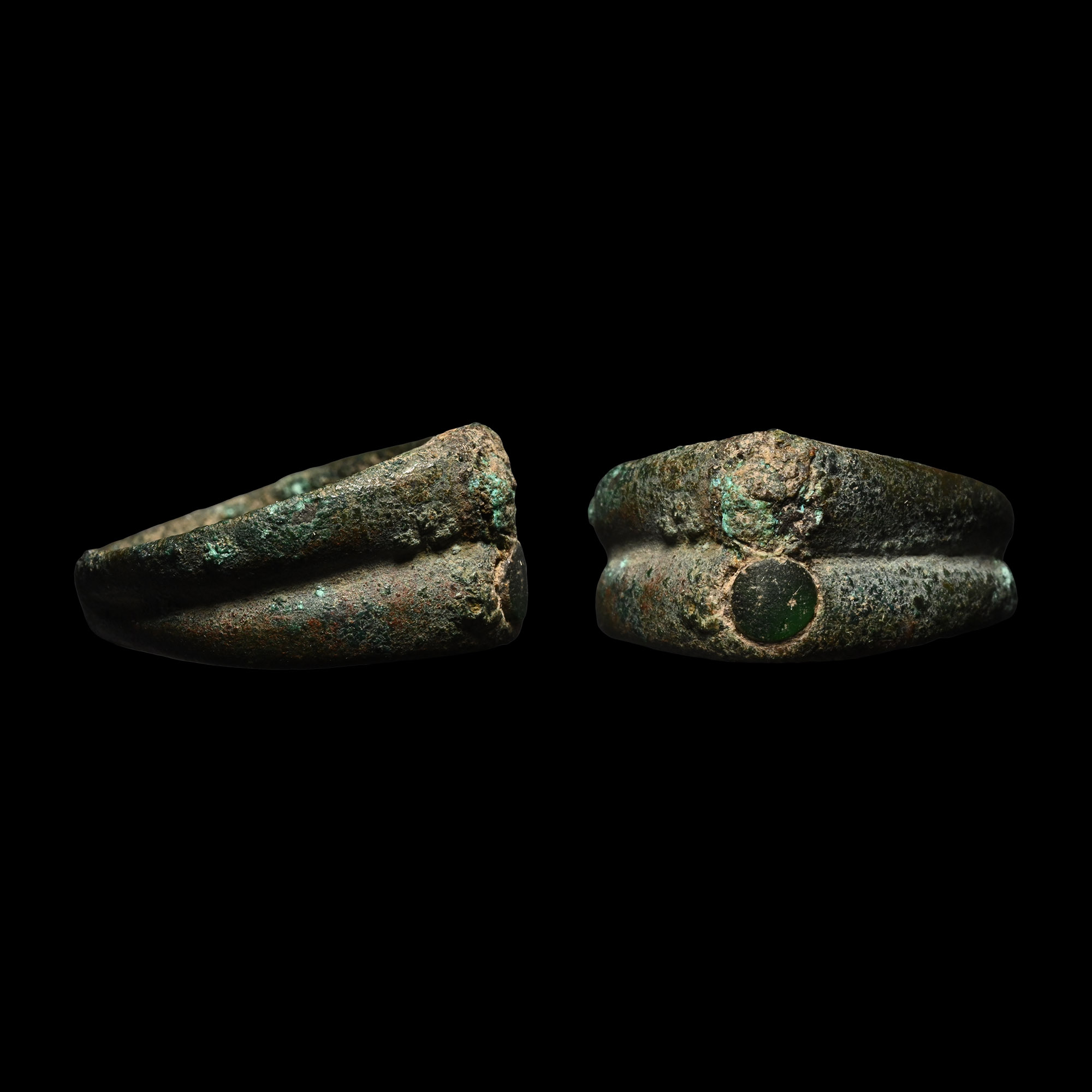 Roman Bronze Double Bezel Ring