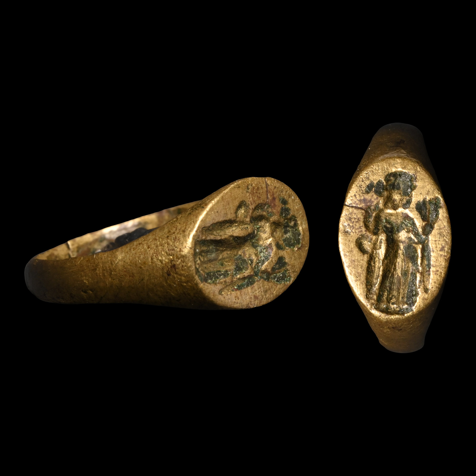 Roman Bronze Ring with Standing Figure
