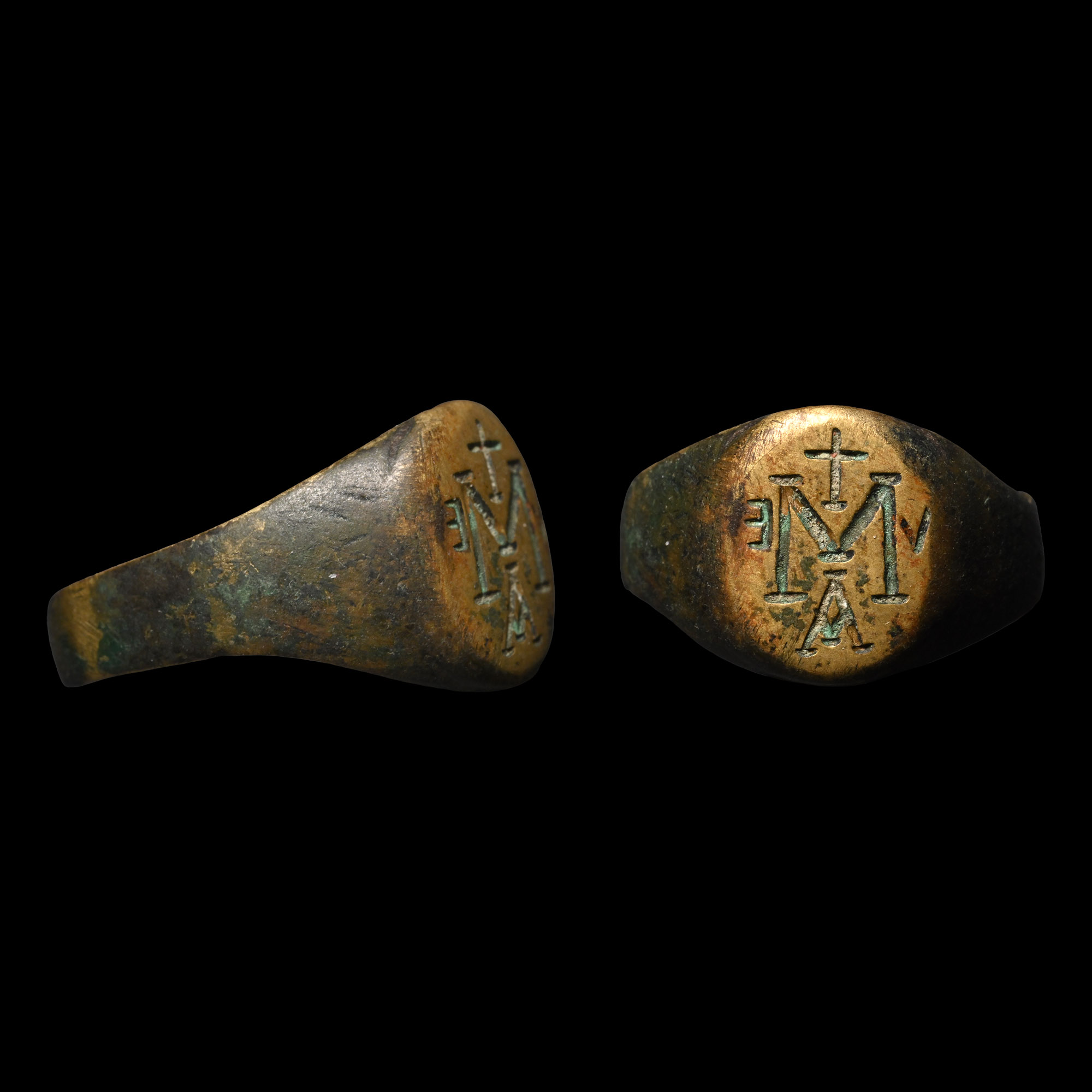 Medieval Bronze Ring with Ave Maria