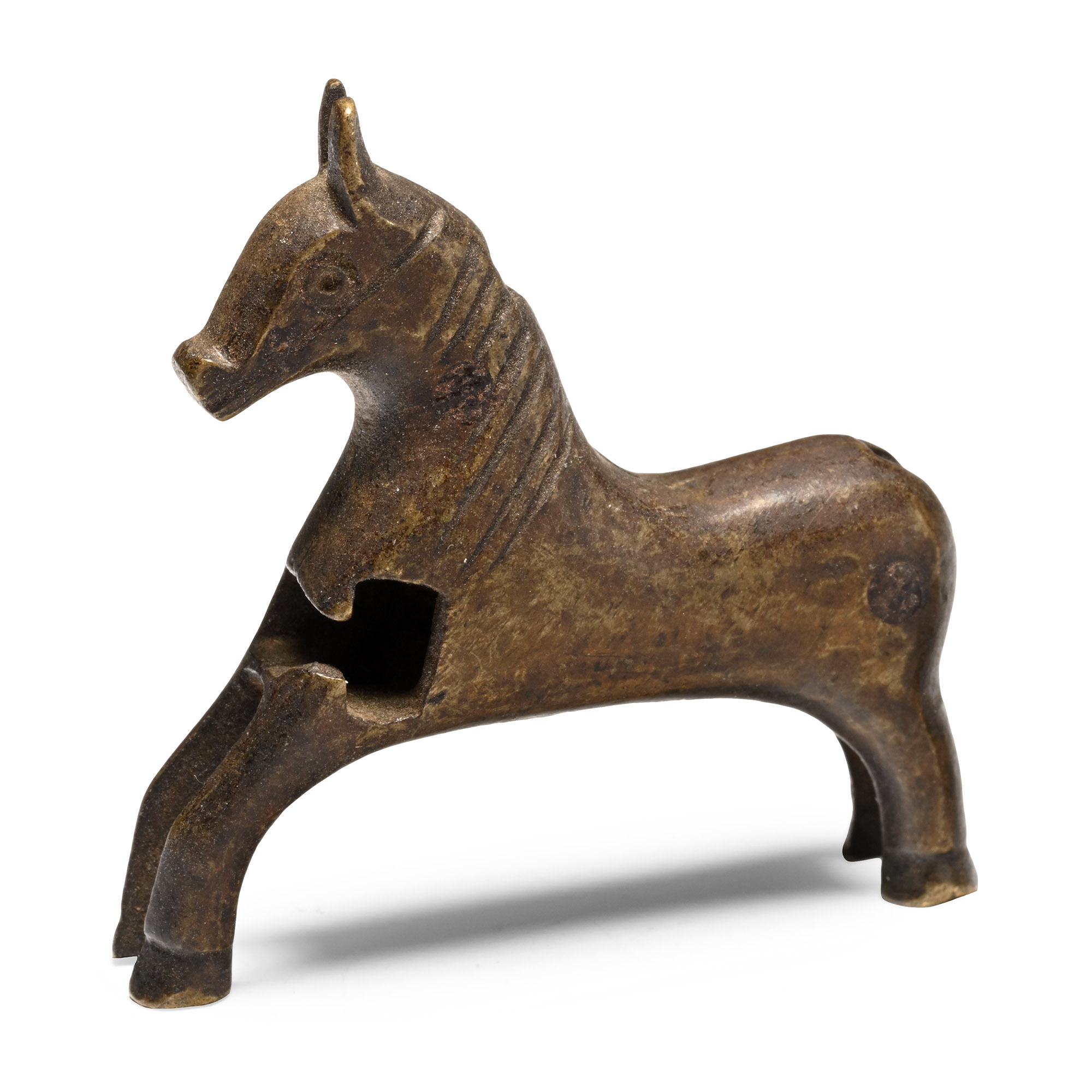 Medieval Bronze Horse Barrel Lock Figure