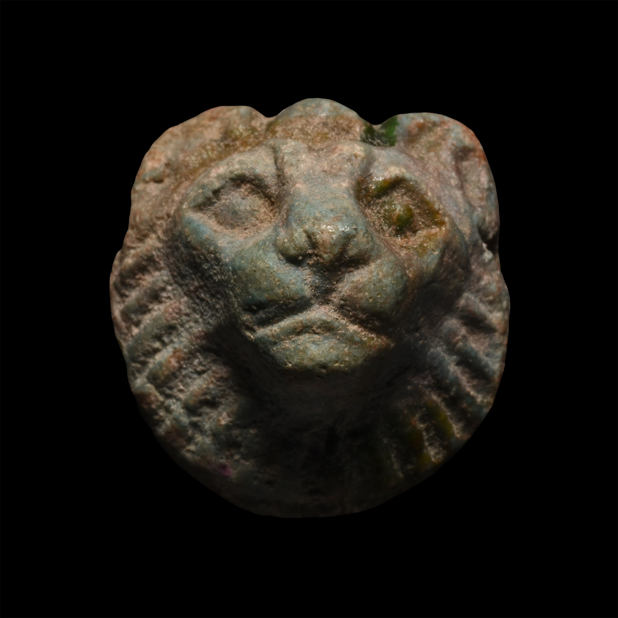 Egyptian Faience Lion's Head Amulet