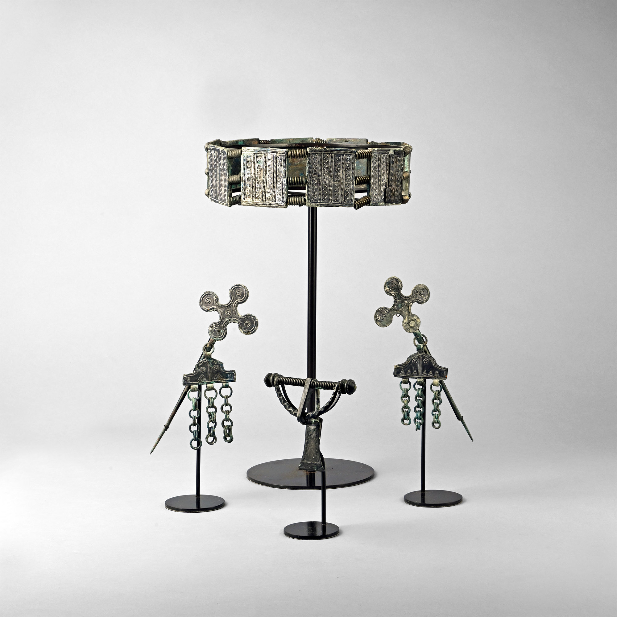 Viking Period Ornate Crown with Brooch and Pin Set