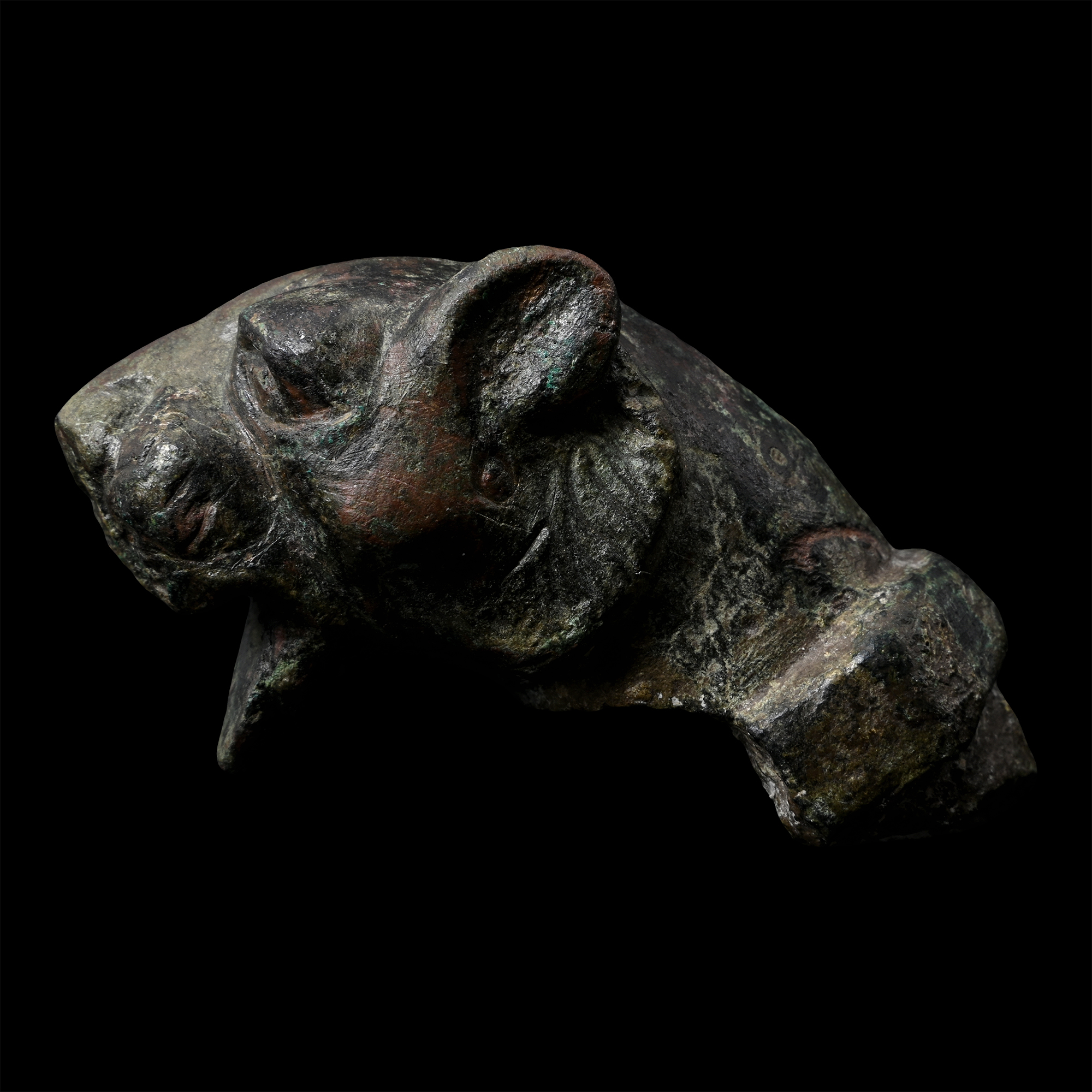 Roman Bronze Lion's Head Mount